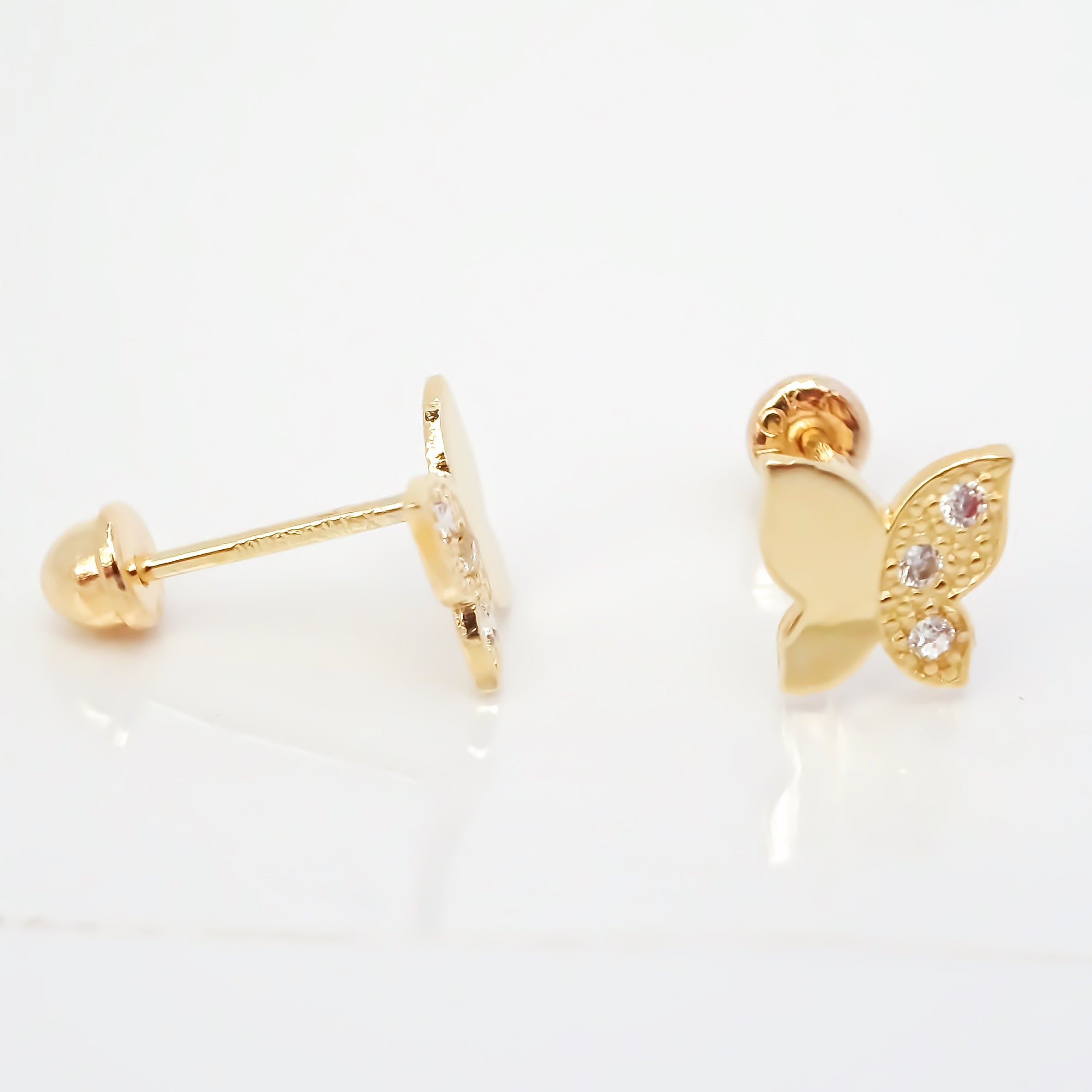 Amor Eterno - Broqueles Mariposita / Aretes / Oro Sólido 10k