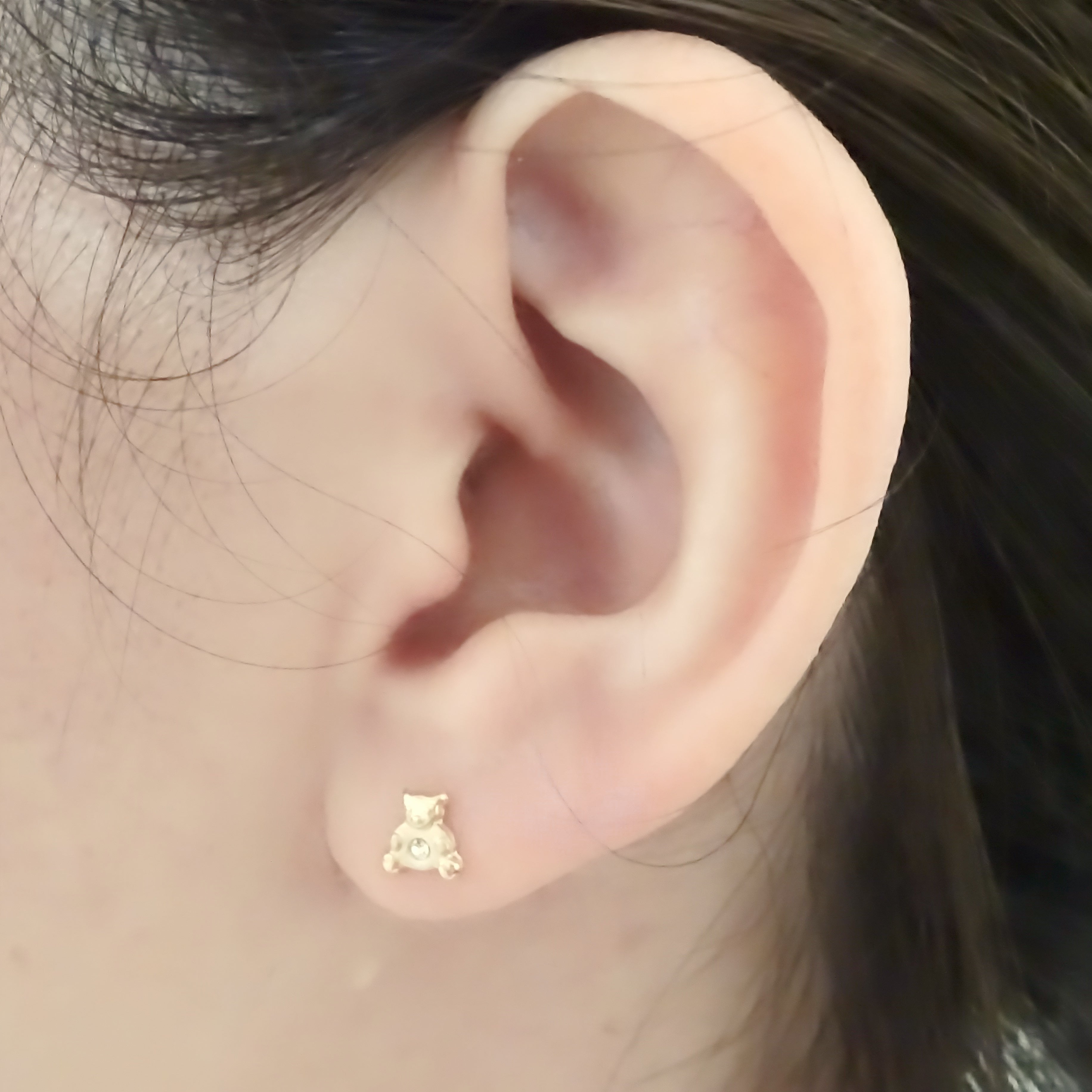 Amor Eterno - Broqueles Osito / Aretes / Oro Sólido 10k