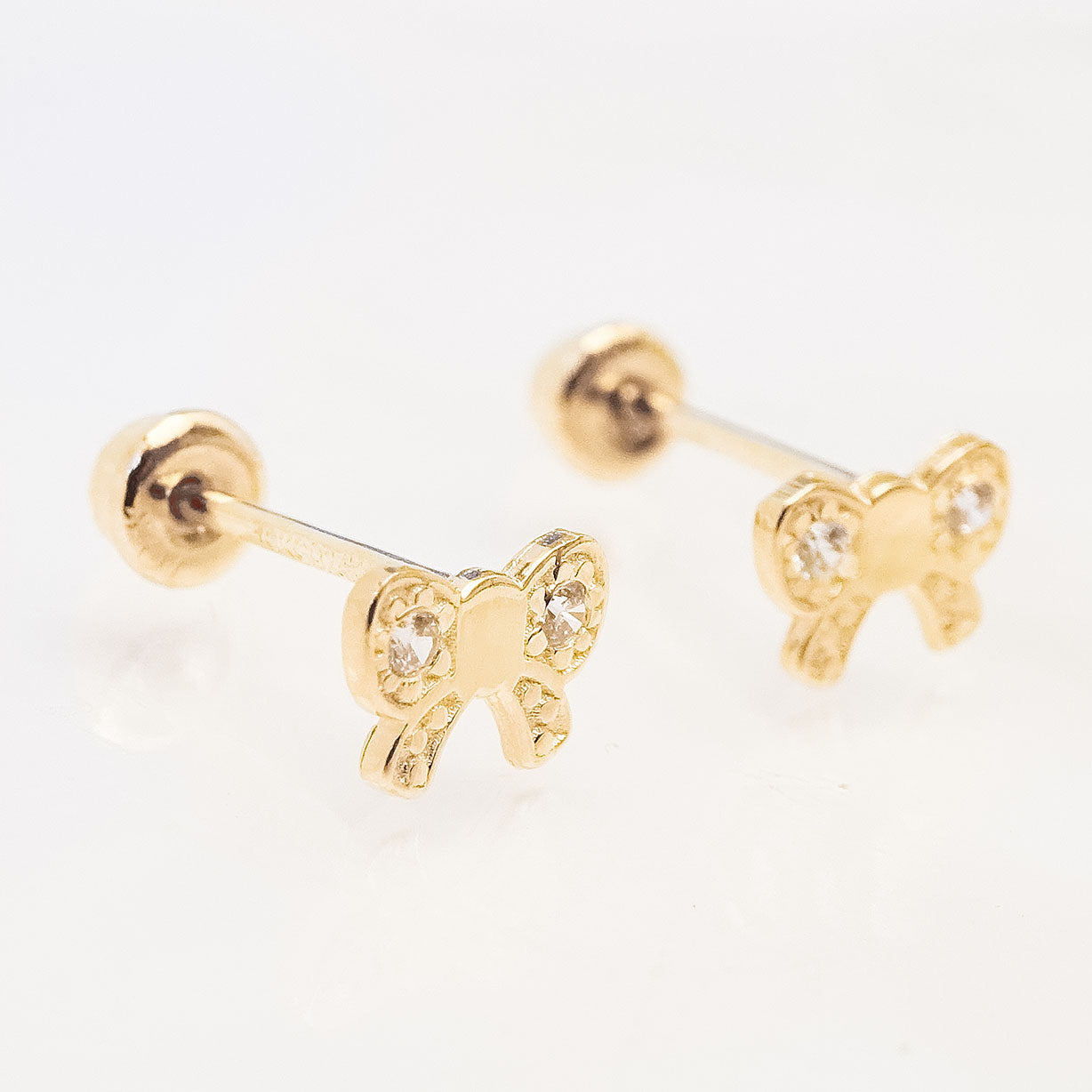 Amor Eterno - Broqueles Moñito / Aretes / Oro Sólido 10k