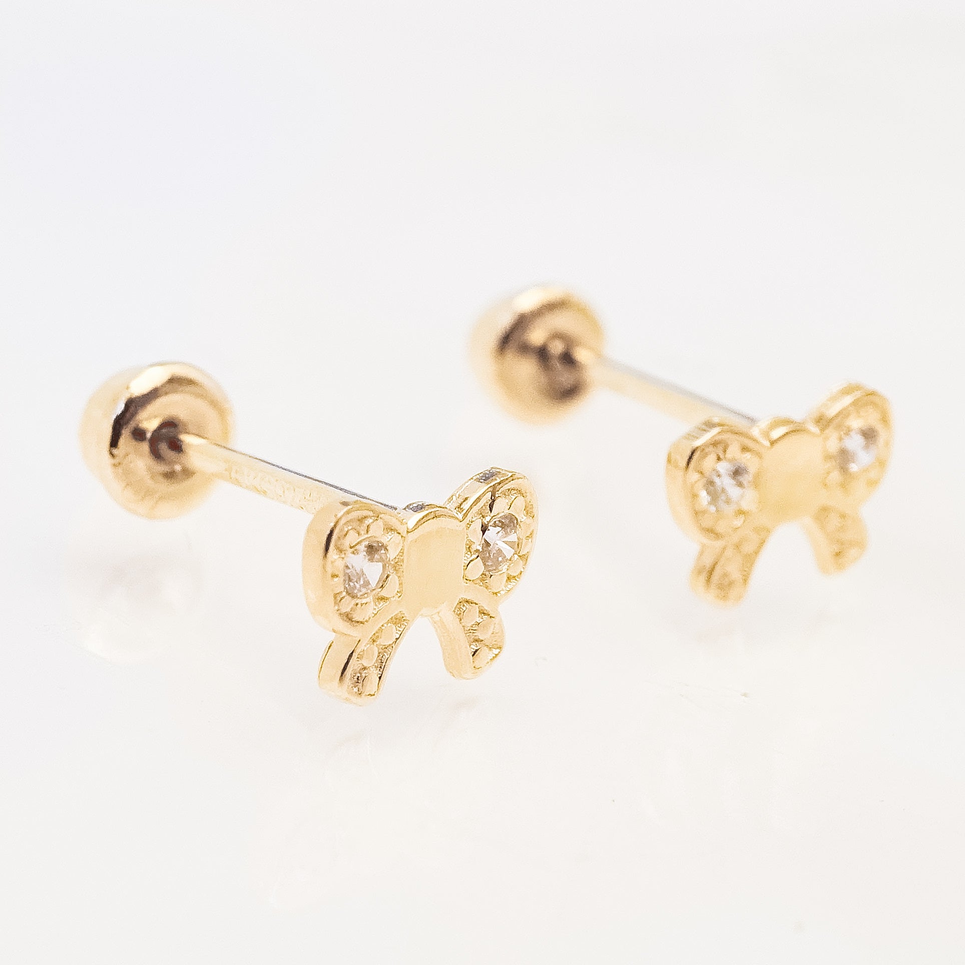 Amor Eterno - Broqueles Moñito / Aretes / Oro Sólido 10k