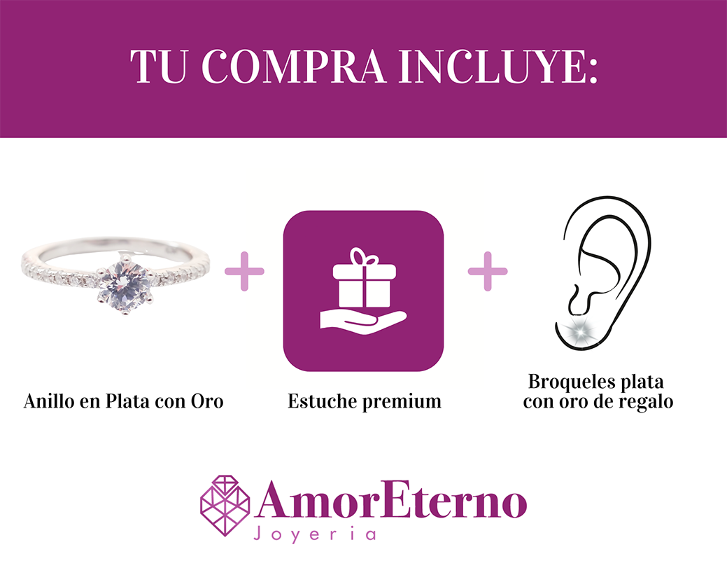 Amor Eterno - Anillo Nadia / Plata Con Oro 24k
