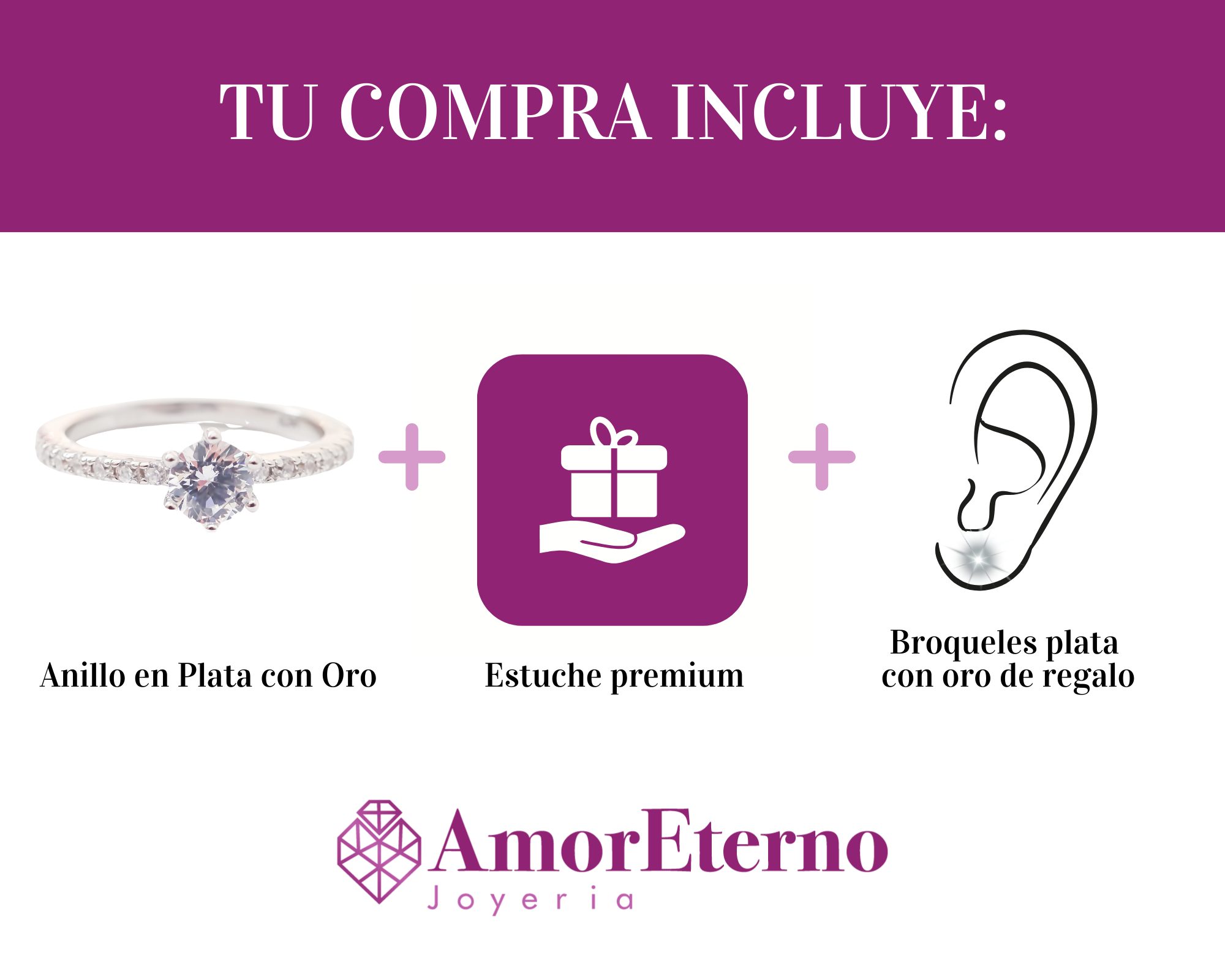 Amor Eterno - Anillo Nadia / Plata Con Oro 24k