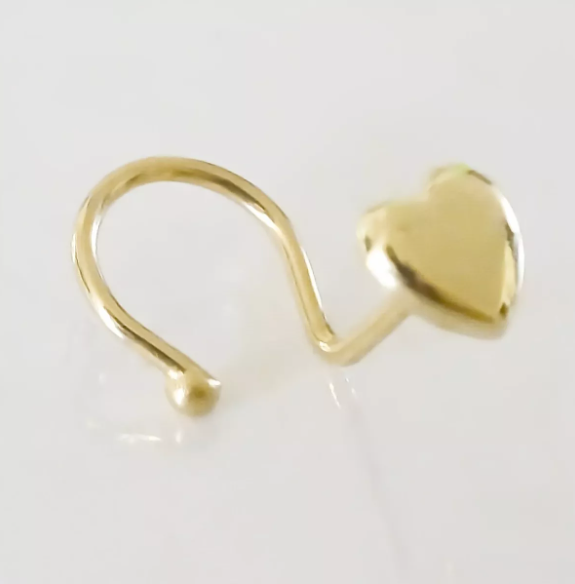 Amor Eterno - Piercing Nariz Corazón / Oro Sólido 10k