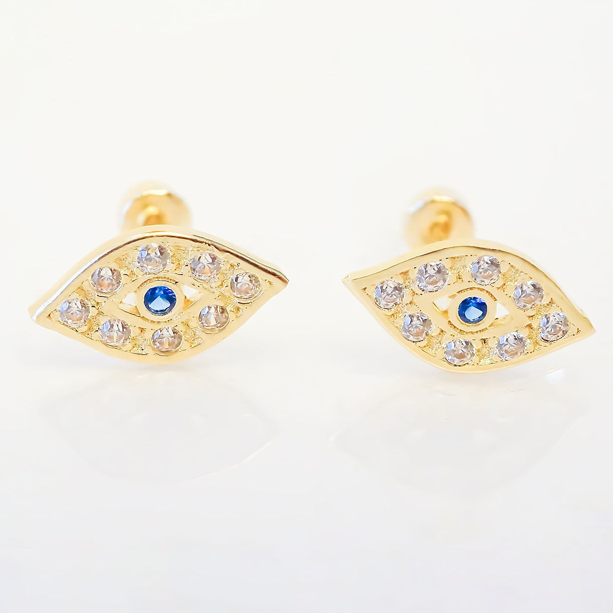 Amor Eterno - Broqueles Ojo Turco / Aretes / Oro Sólido 10k