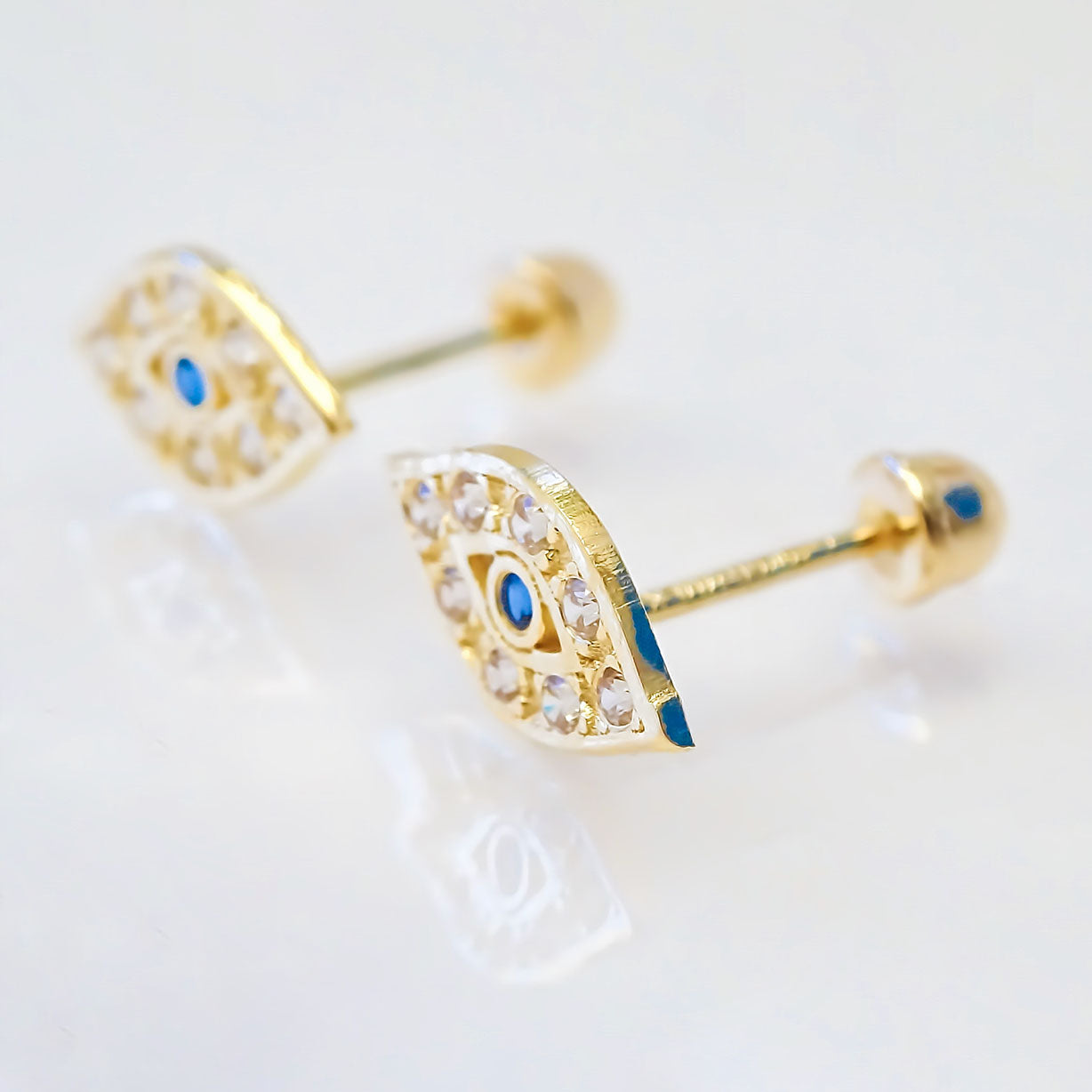 Amor Eterno - Broqueles Ojo Turco / Aretes / Oro Sólido 10k