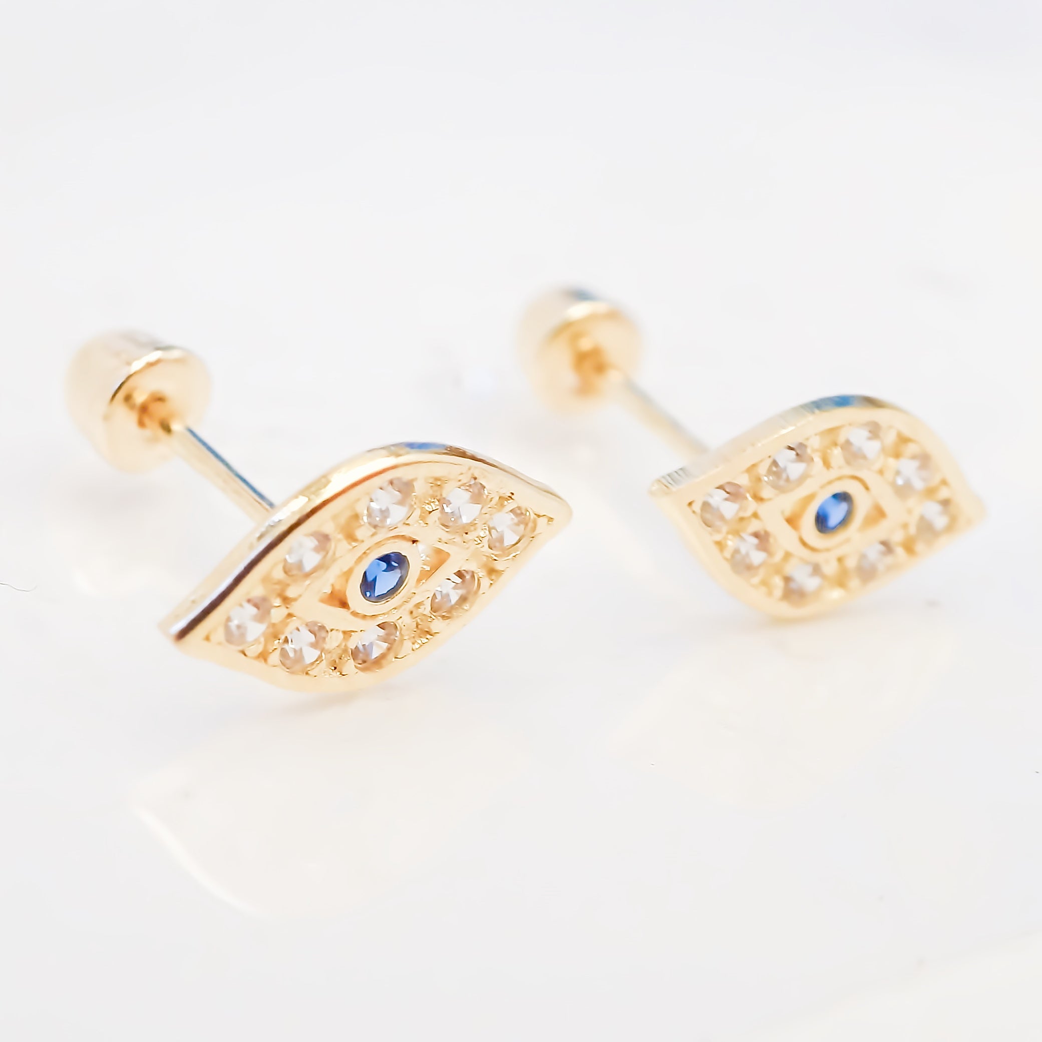 Amor Eterno - Broqueles Ojo Turco / Aretes / Oro Sólido 10k