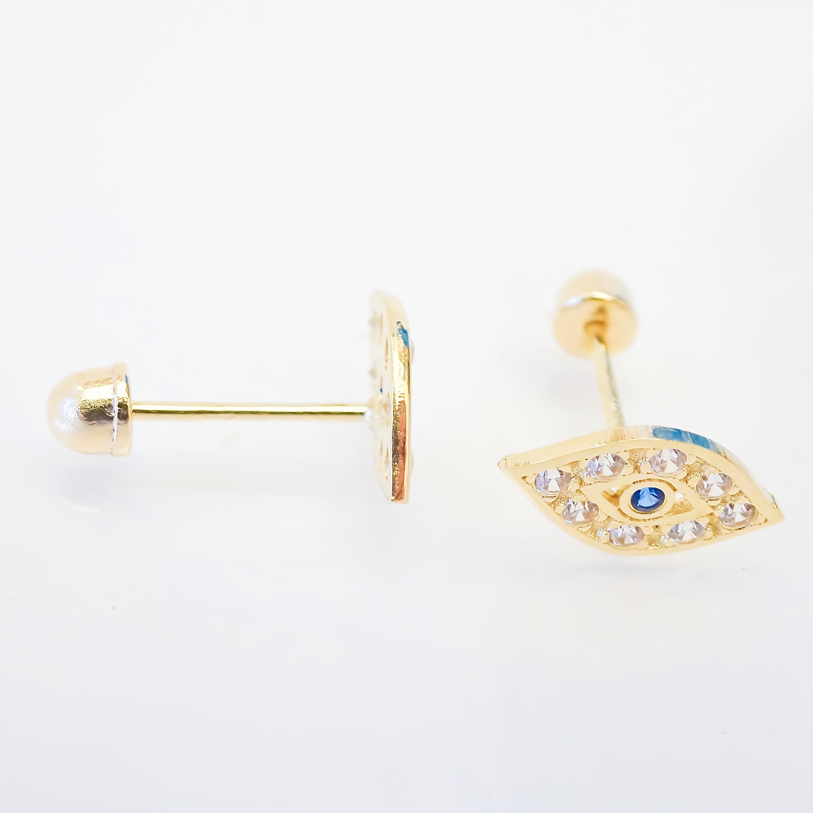 Amor Eterno - Broqueles Ojo Turco / Aretes / Oro Sólido 10k