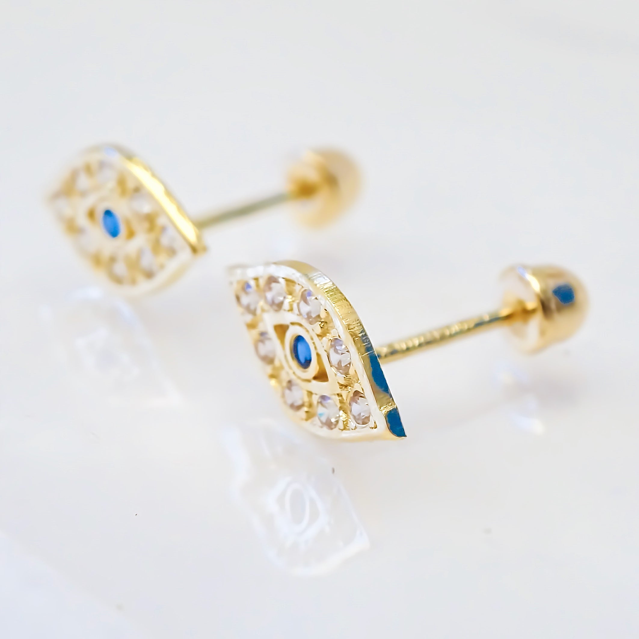 Amor Eterno - Broqueles Ojo Turco / Aretes / Oro Sólido 10k