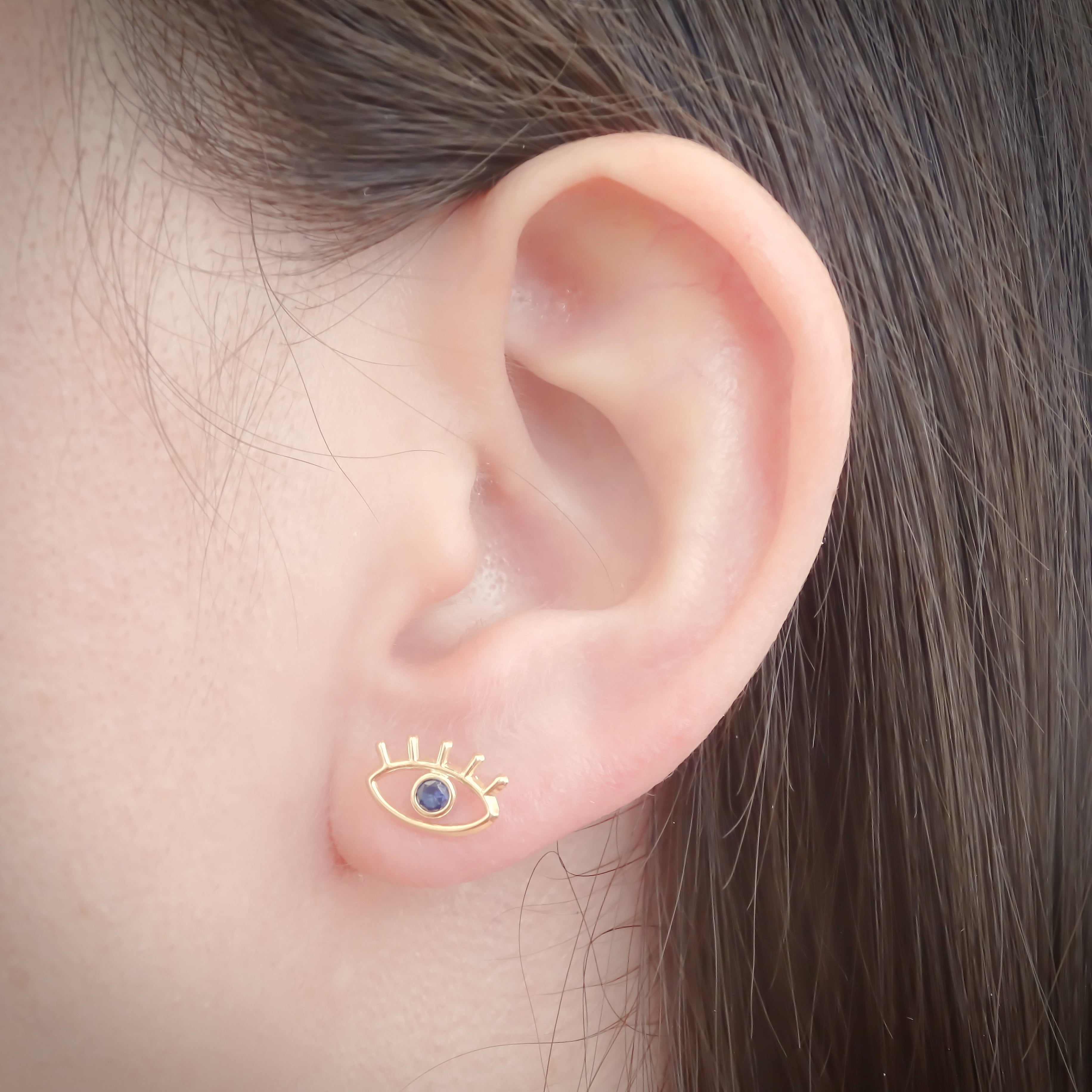 Amor Eterno - Broqueles Ojo Turco Pestañas Aretes / Oro 10k