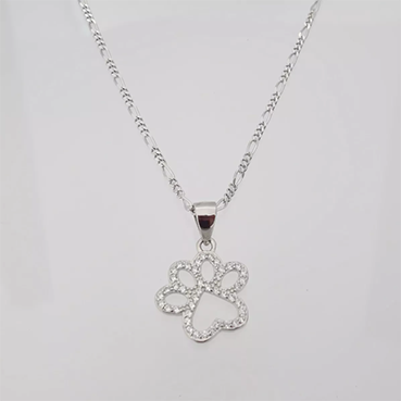 Amor Eterno - Cadena Collar Plata Oro 24k / Huella Perro