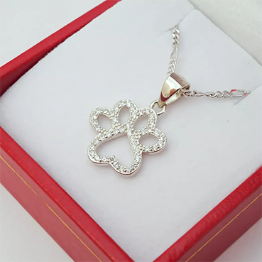 Amor Eterno - Cadena Collar Plata Oro 24k / Huella Perro