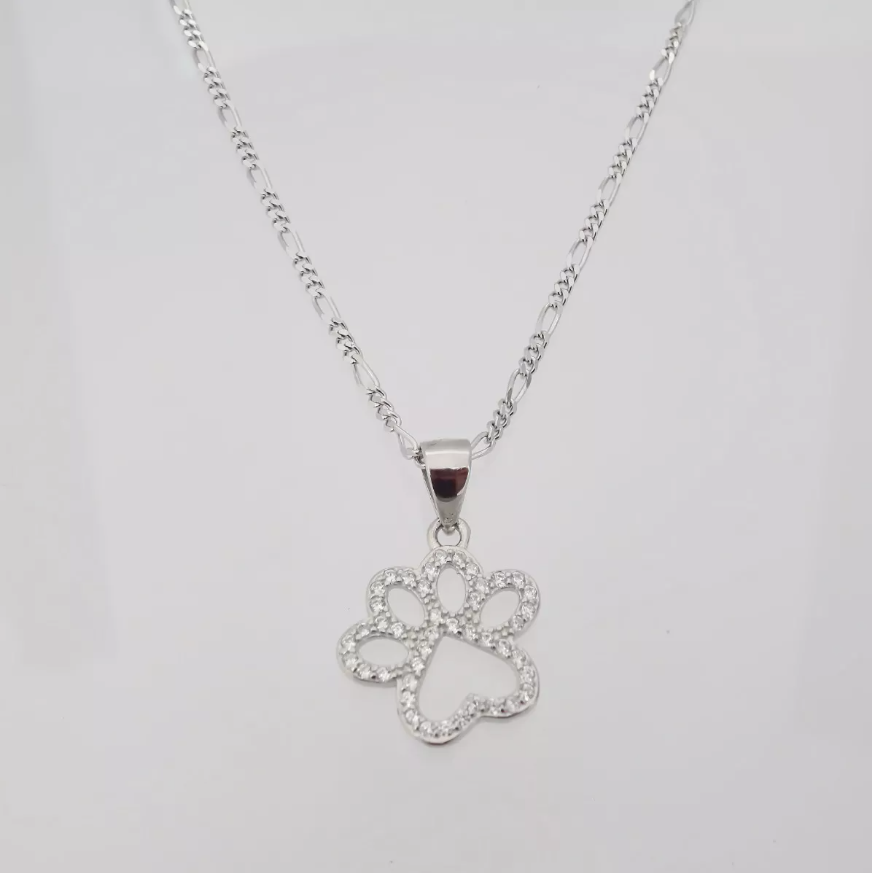 Amor Eterno - Cadena Collar Plata Oro 24k / Huella Perro