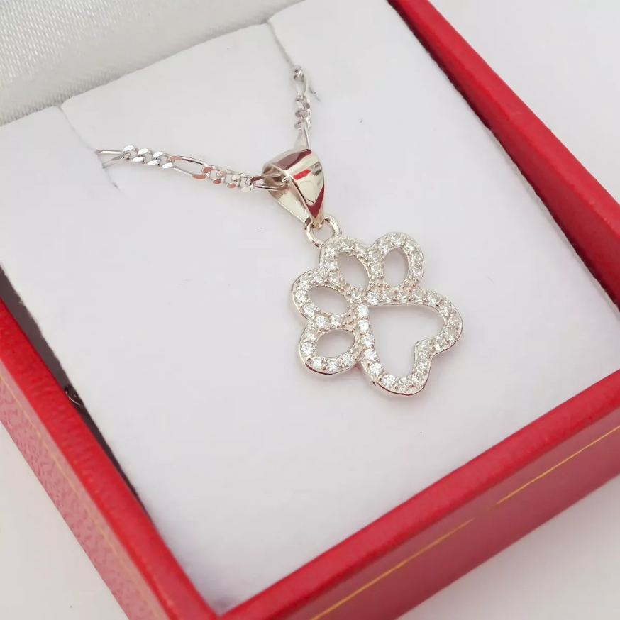 Amor Eterno - Cadena Collar Plata Oro 24k / Huella Perro