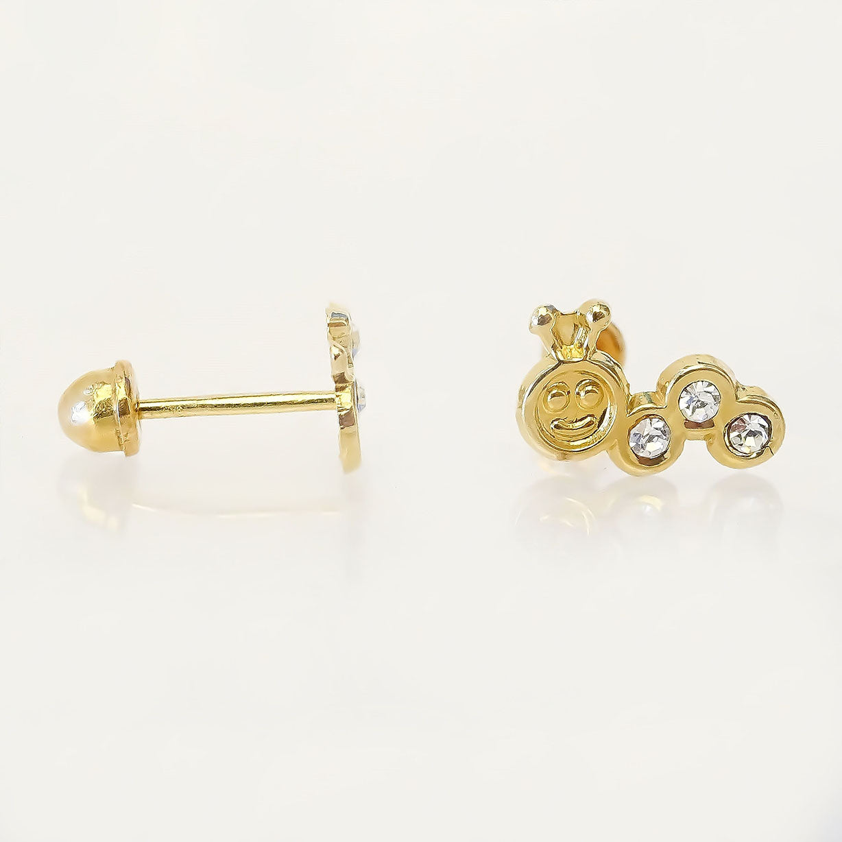Amor Eterno - Broqueles / Oruga Tierna Bebé / Arete Oro 10k