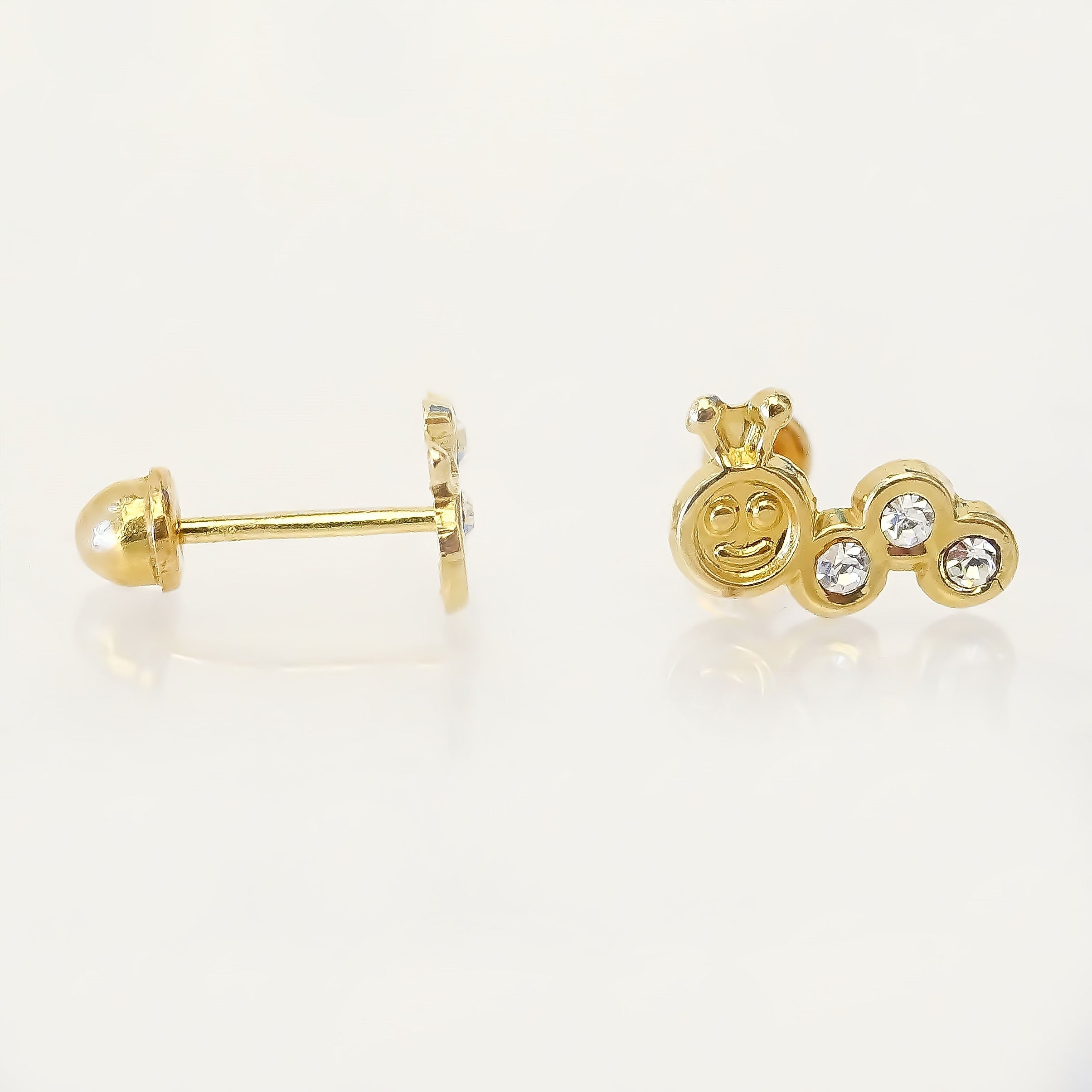Amor Eterno - Broqueles / Oruga Tierna Bebé / Arete Oro 10k