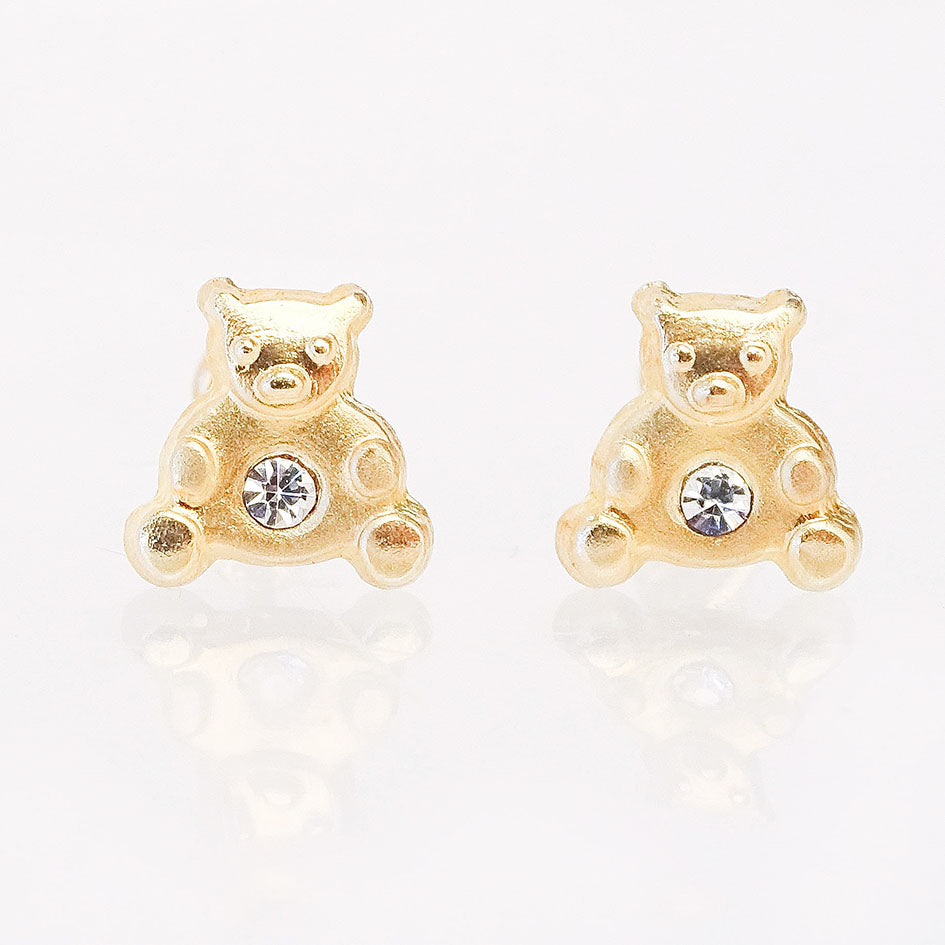 Amor Eterno - Broqueles Osito / Aretes / Oro Sólido 10k