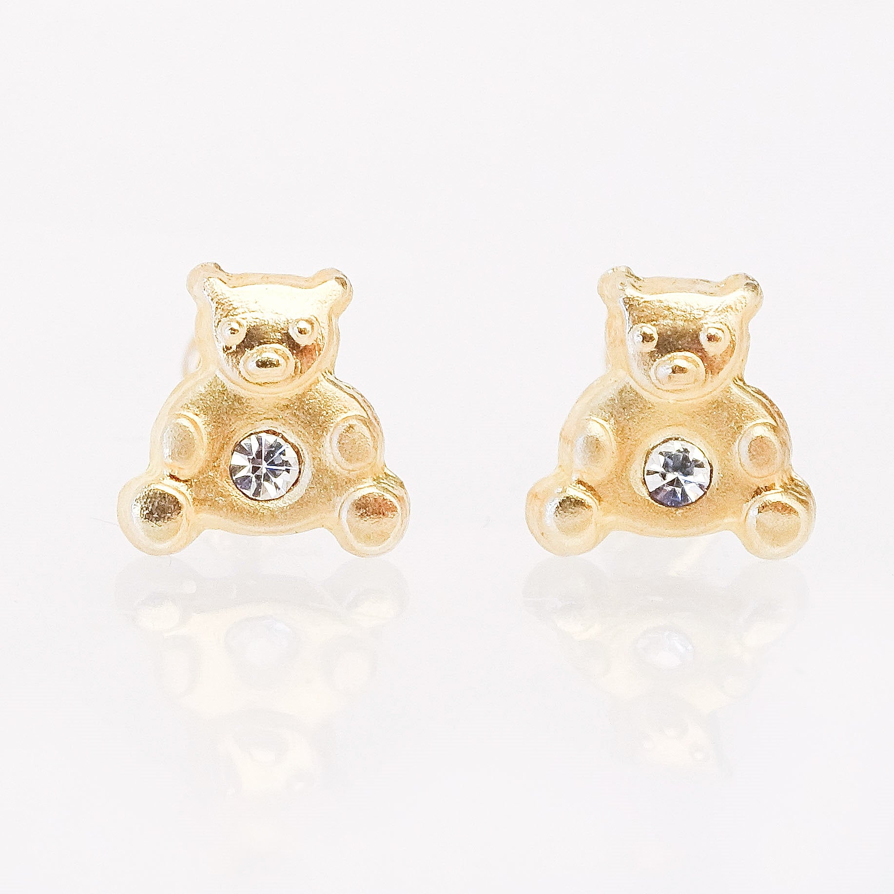 Amor Eterno - Broqueles Osito / Aretes / Oro Sólido 10k