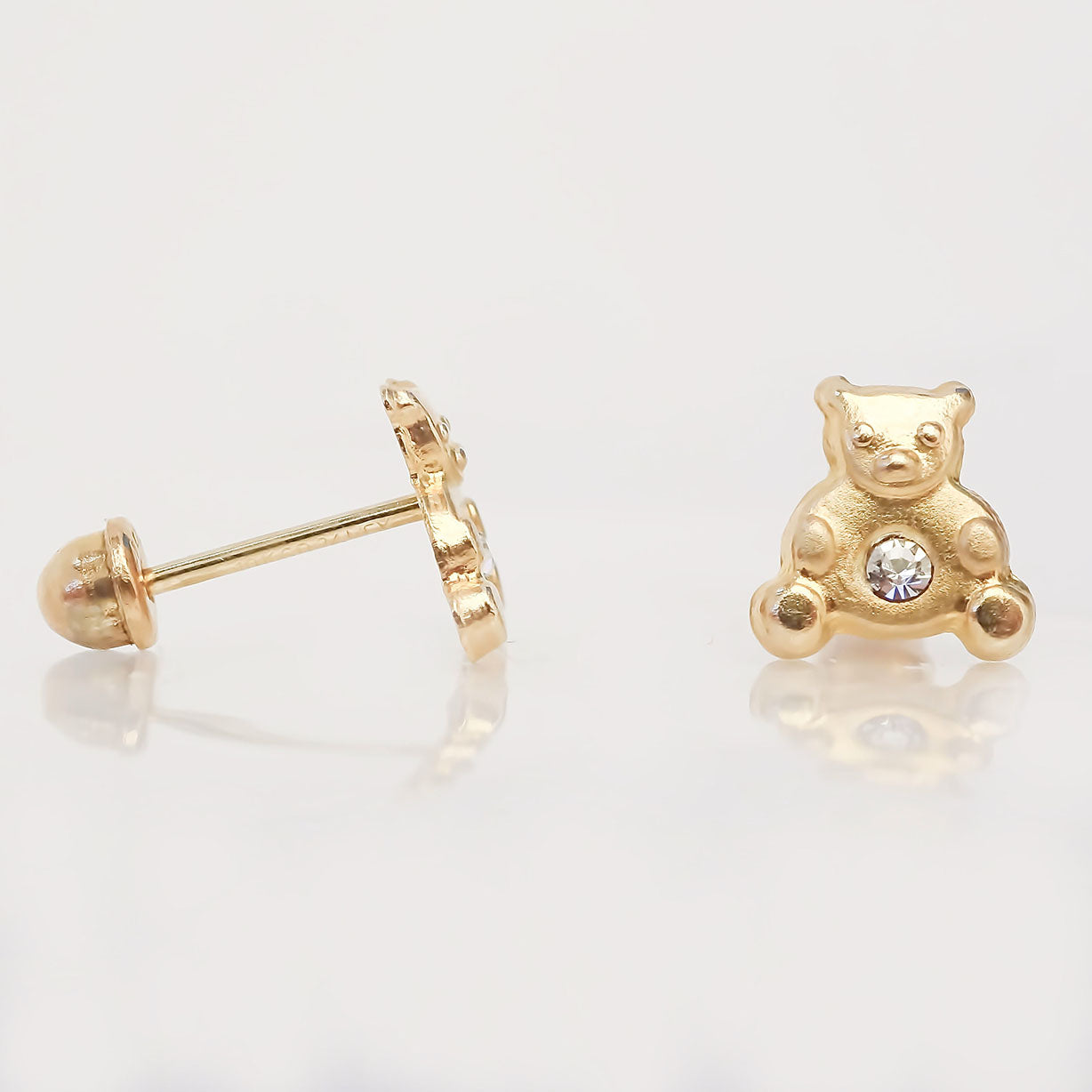 Amor Eterno - Broqueles Osito / Aretes / Oro Sólido 10k