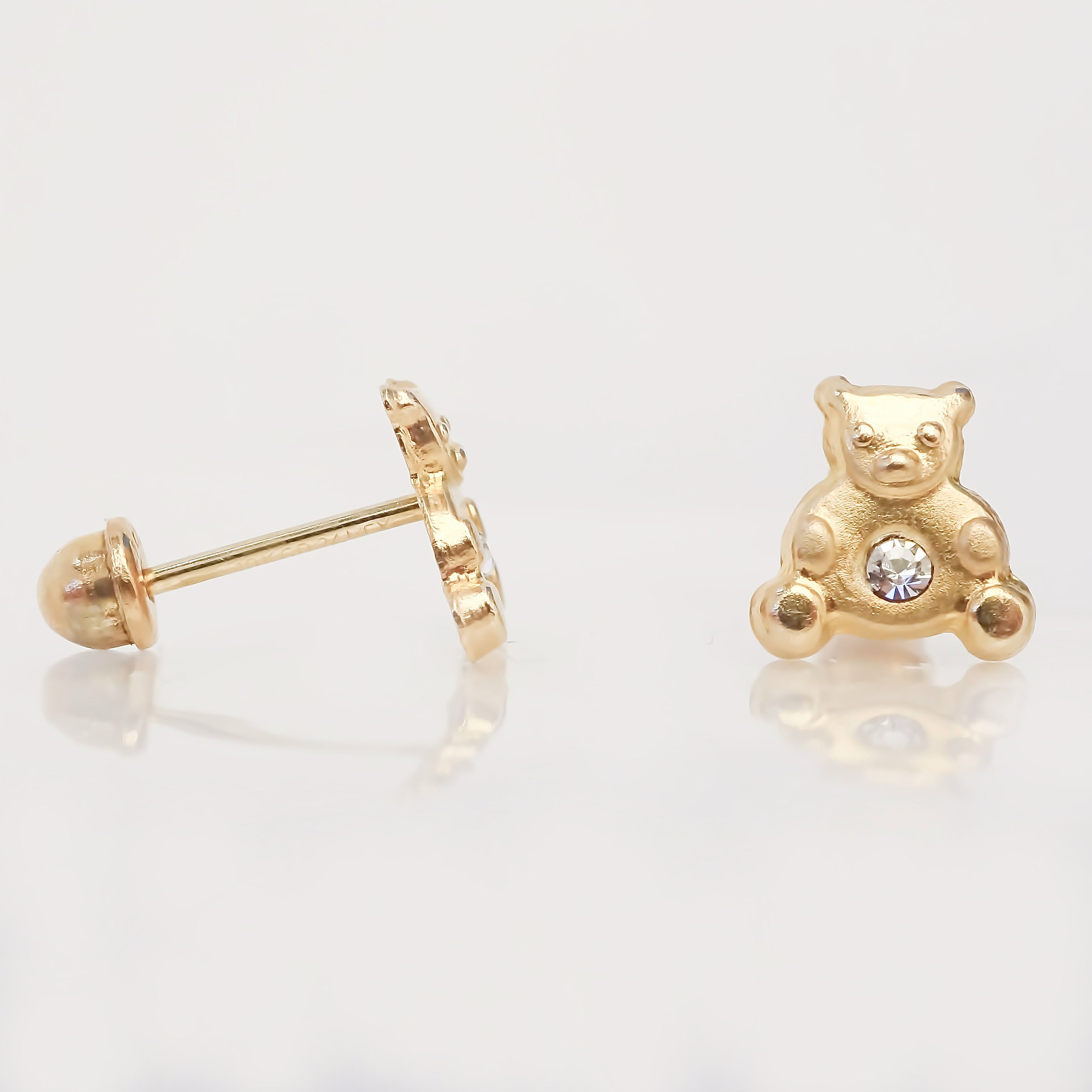 Amor Eterno - Broqueles Osito / Aretes / Oro Sólido 10k