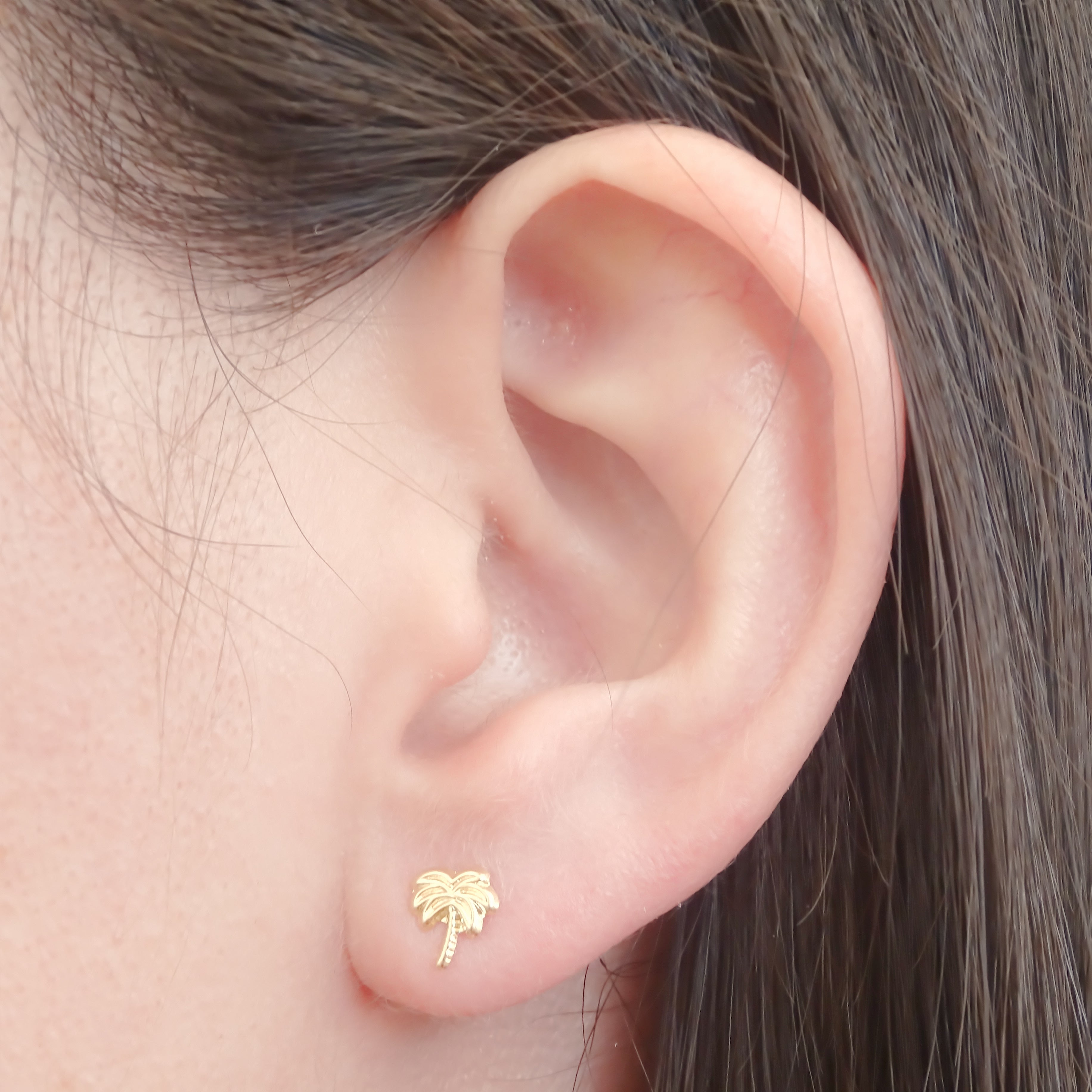 Amor Eterno - Broqueles Palmera / Aretes / Oro Sólido 10k