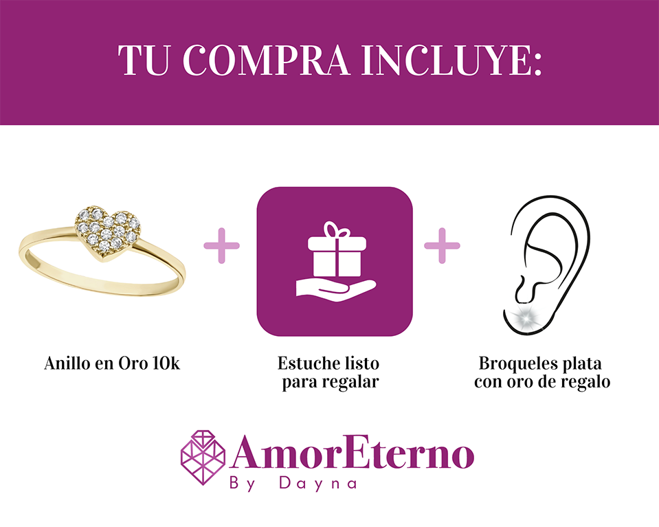 Romántico Anillo Corazón Bombón En Oro 10k Sólido