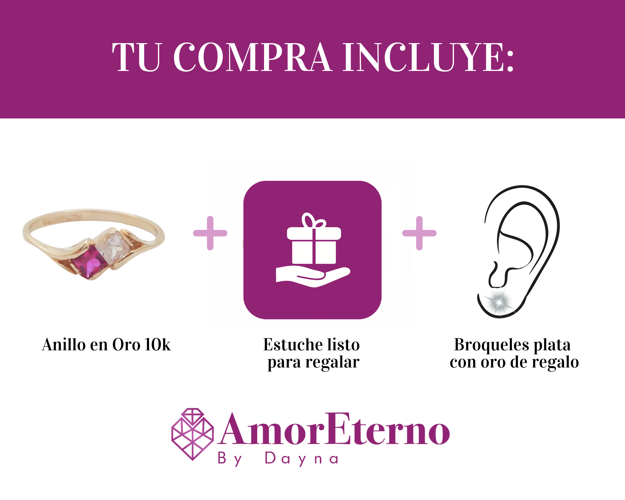 Amor Eterno - Anillo Tu Y Yo / Oro Sólido 10k