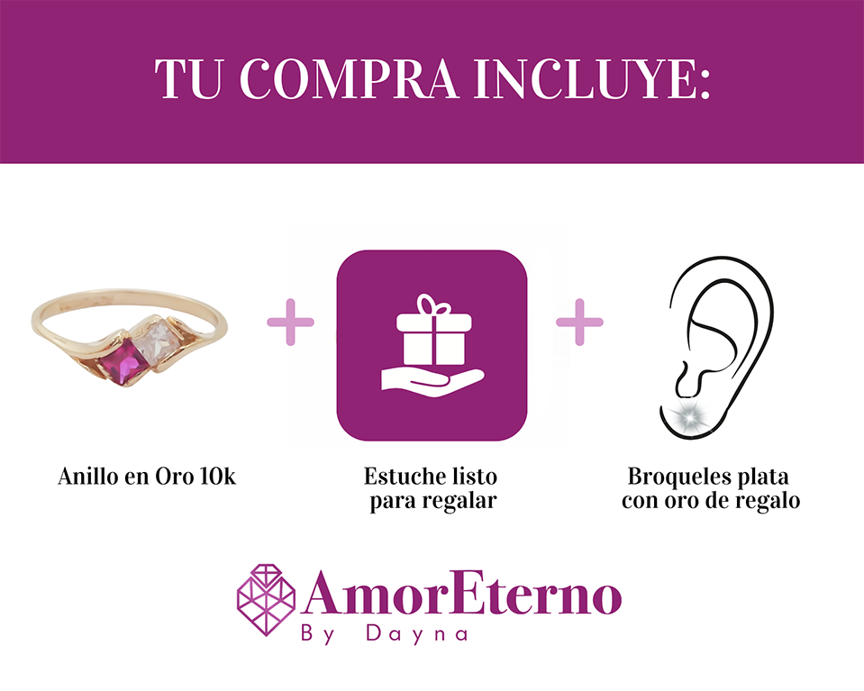 Amor Eterno - Anillo Tu Y Yo / Oro Sólido 10k