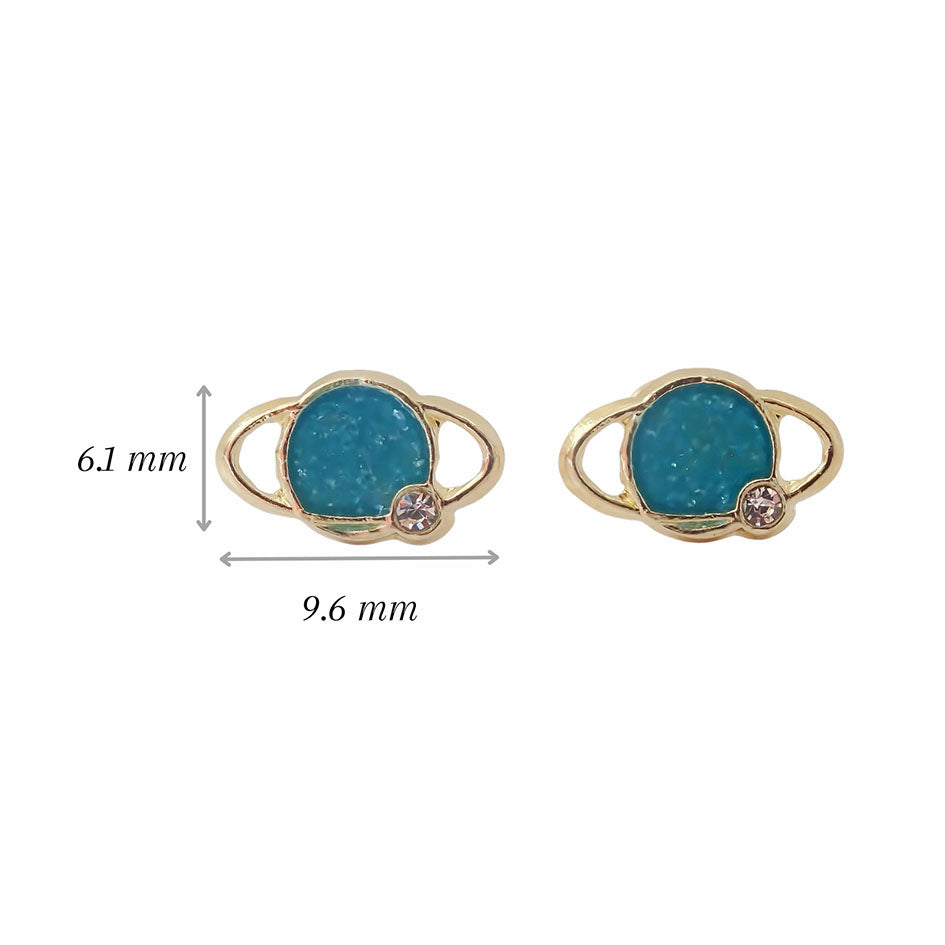Amor Eterno - Broqueles Deluxe Saturno / Aretes / Oro 10k / Azul
