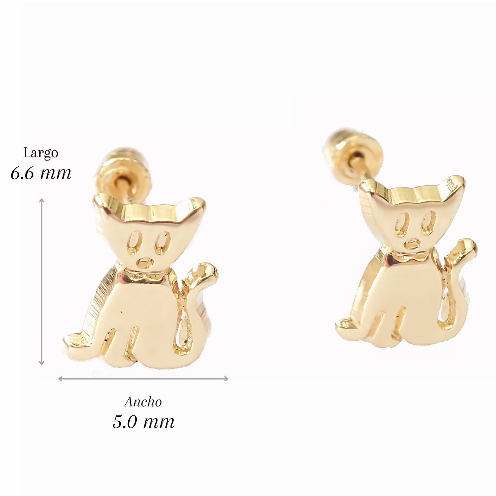 Amor Eterno - Broqueles / Aretes Gato Gatito / Oro 10k