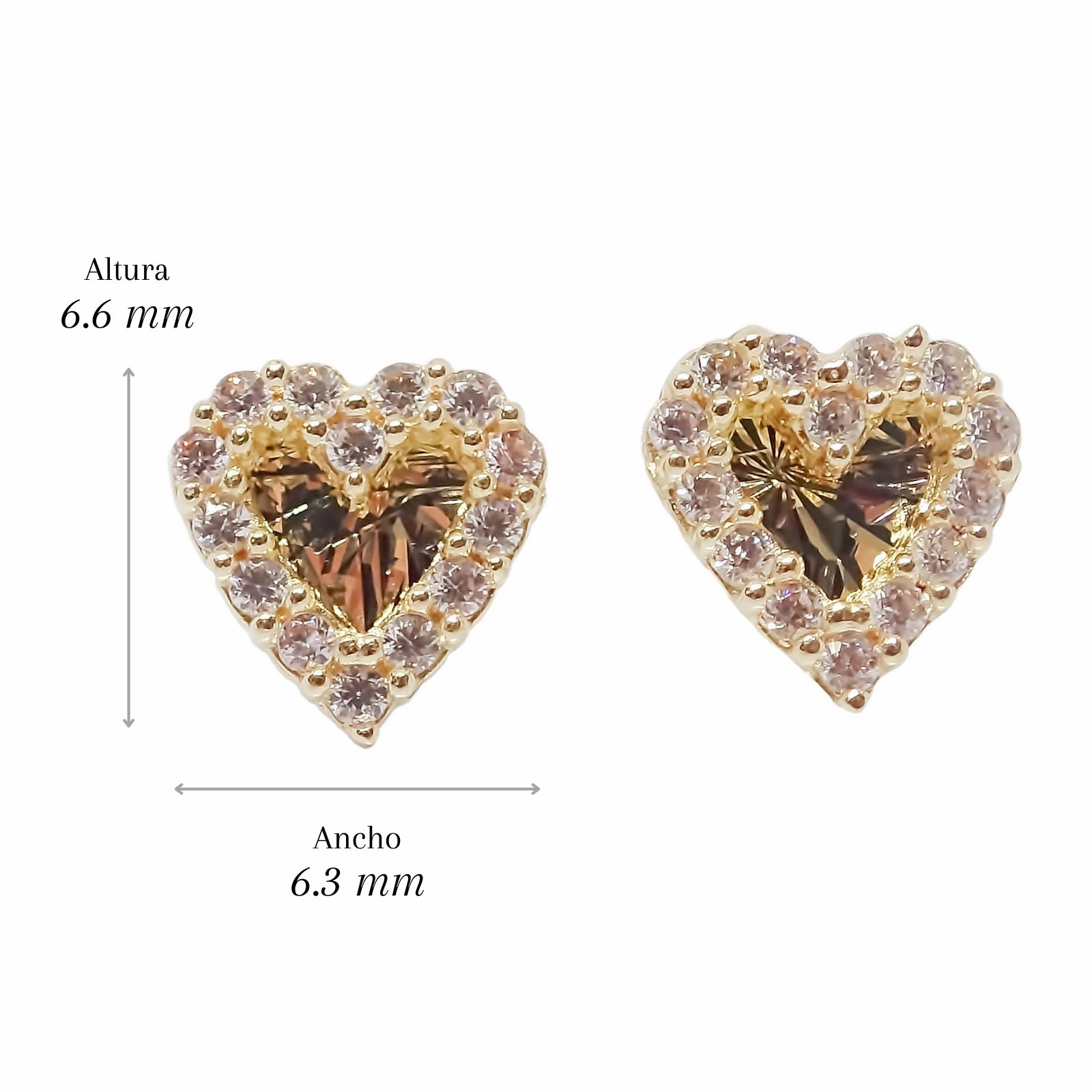 Amor Eterno - Broqueles Corazón Brillo Aretes Oro Sólido 10k