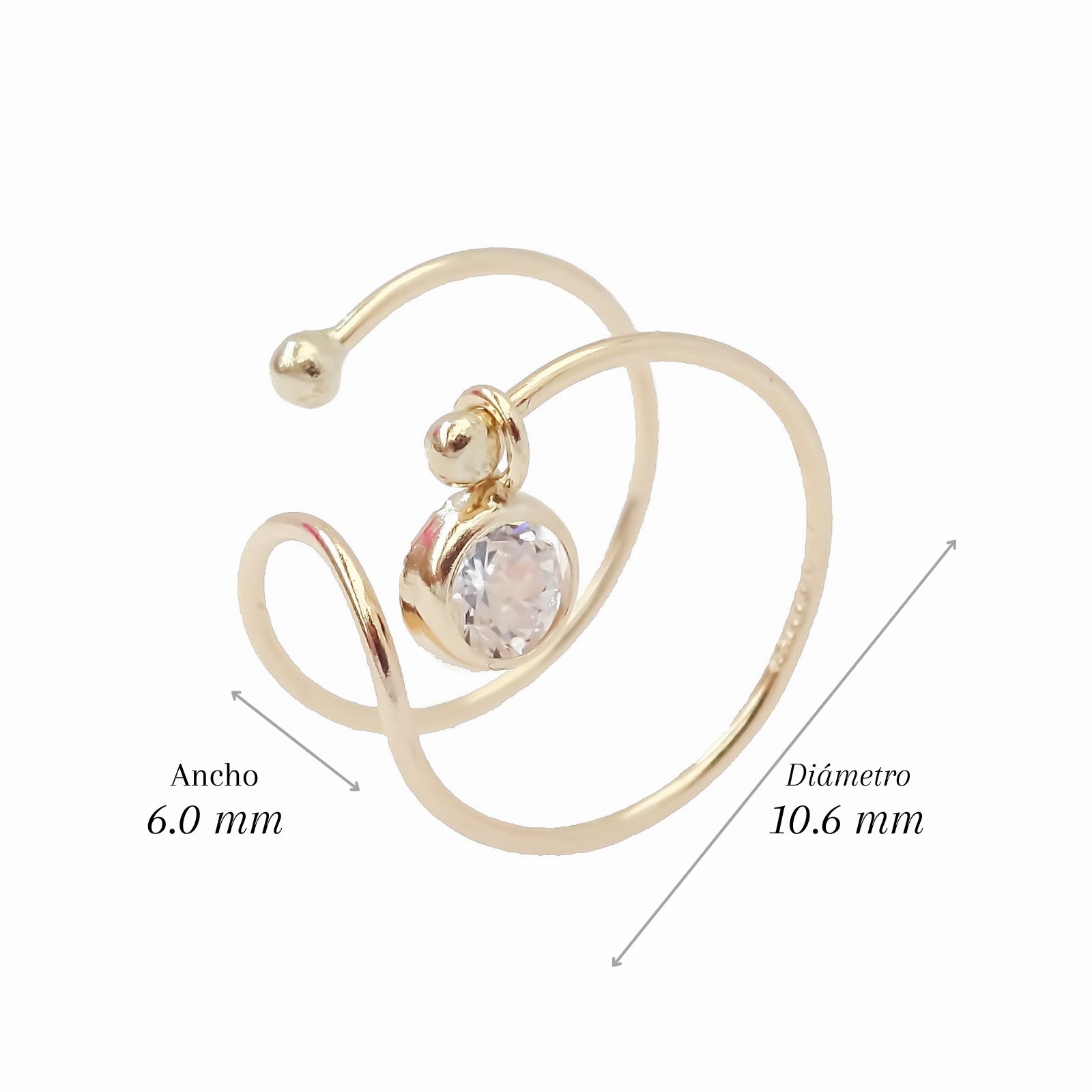 Amor Eterno - Earcuff Bisel / Falsa Perforación / Oro 10k