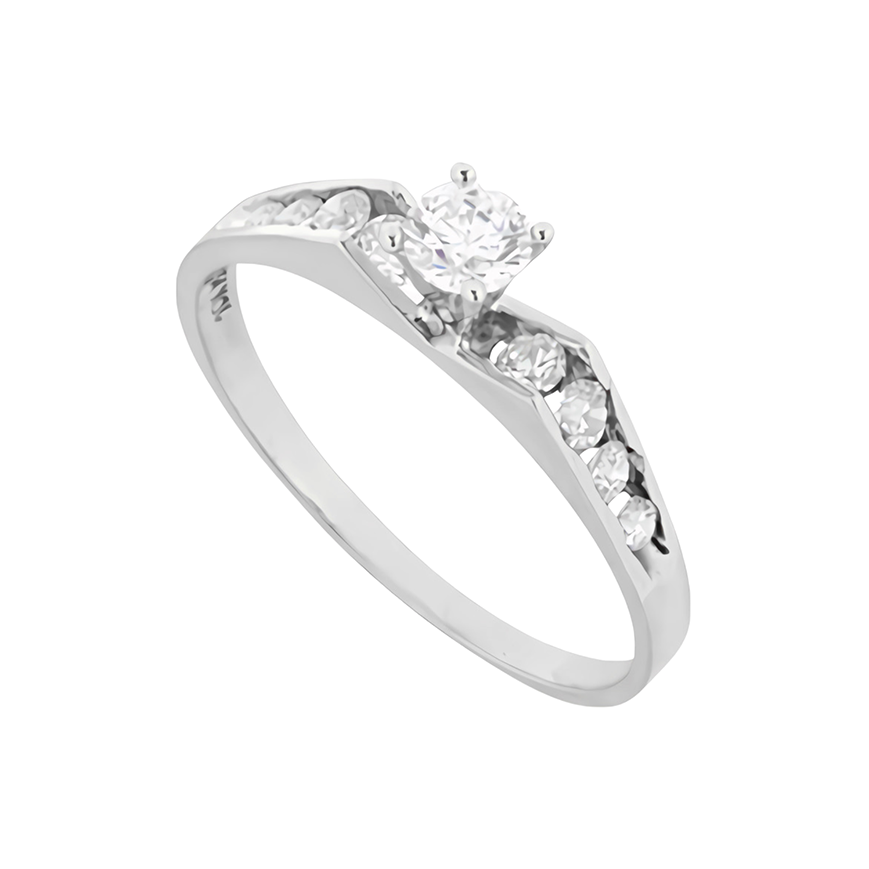 Amor Eterno - Anillo Solitario / Nevada / Oro 10k Solido