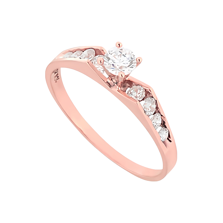 Amor Eterno - Anillo Solitario / Nevada / Oro 14k Solido