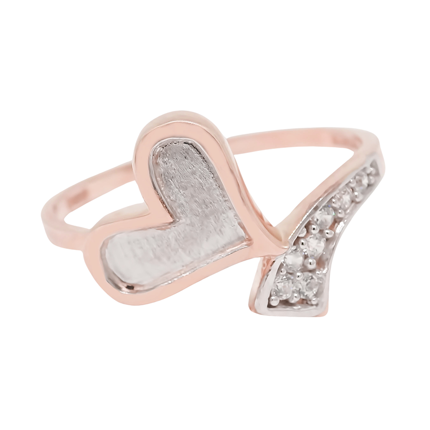 Amor Eterno - Anillo Corazón Ribbon / Oro Sólido 10k
