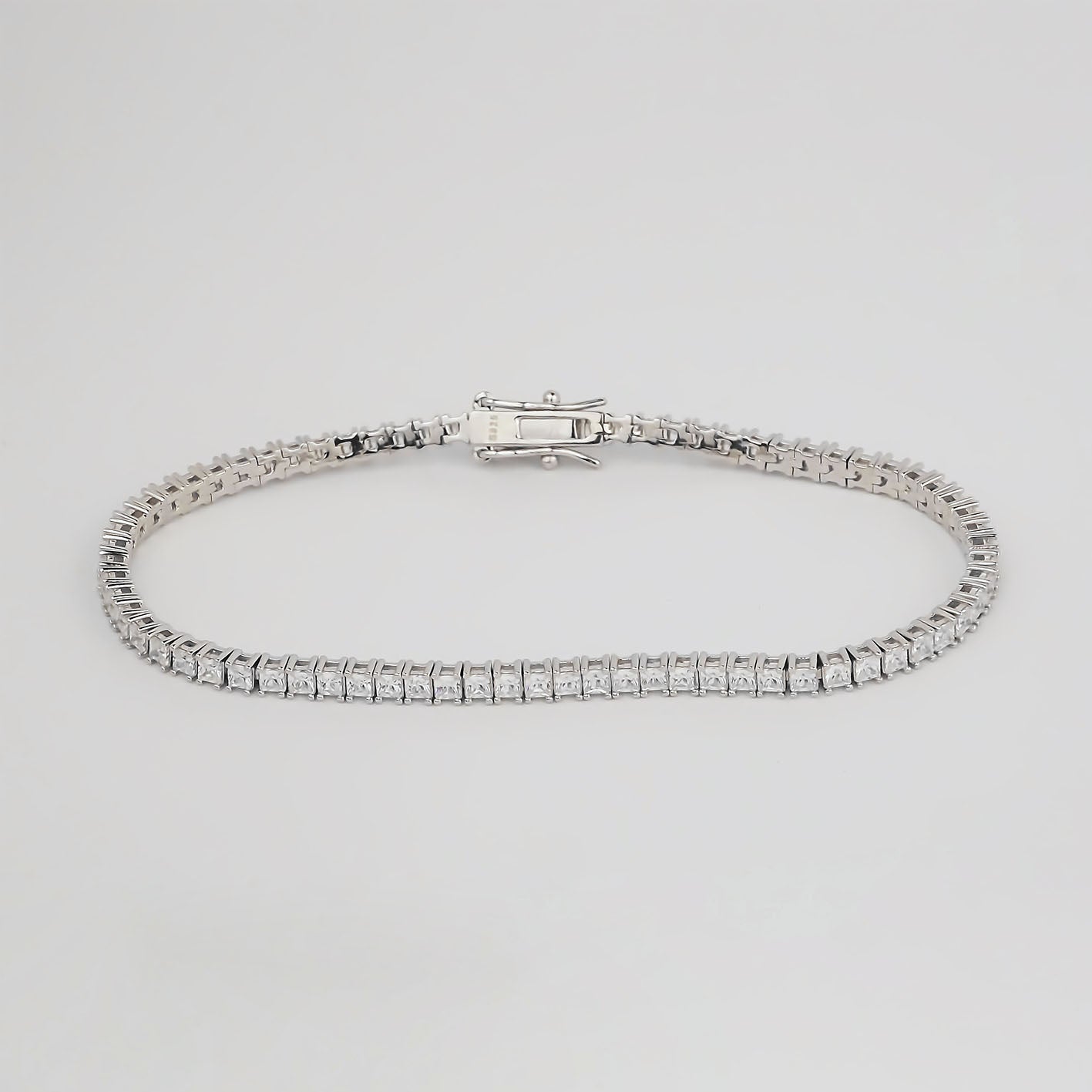 Amor Eterno- Pulsera Tennis Corte Princess Plata Con Oro 24k