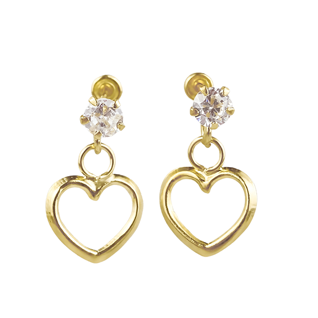Amor Eterno - Broqueles / Corazón Colgante Grande / Oro 10k