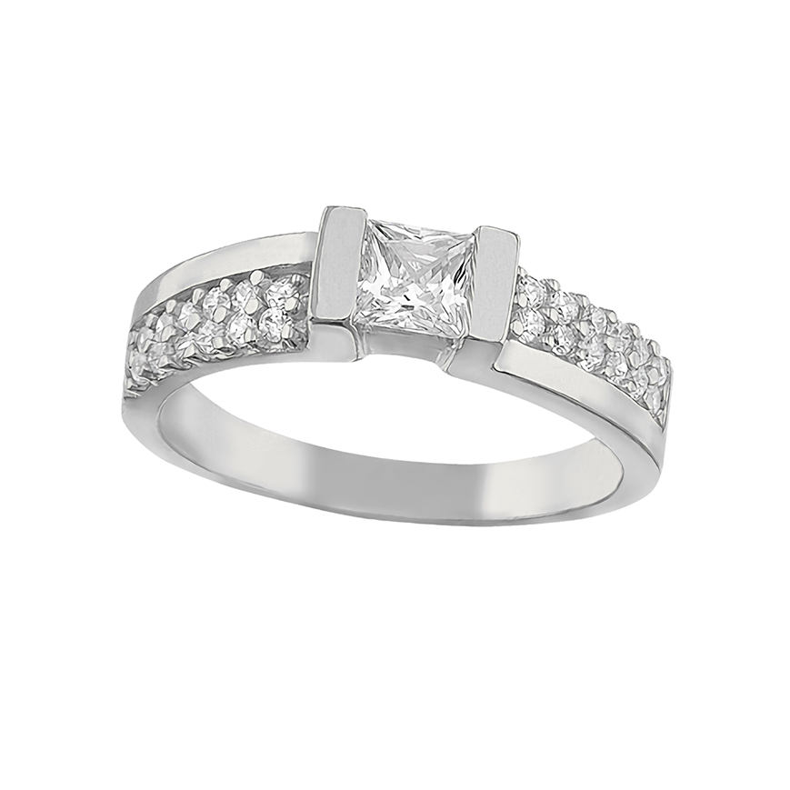 Amor Eterno - Grueso Anillo / Cuadrado 25 / Oro Sólido 10k