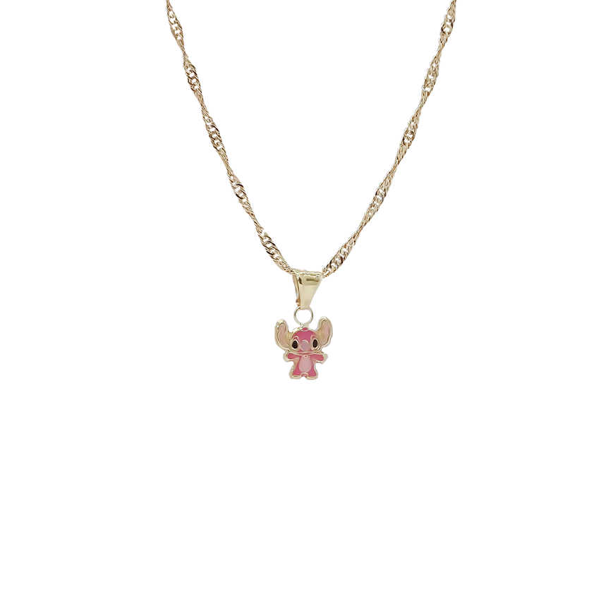 Amor Eterno - Dije Stich / Oro Sólido 10k + Cadena De Regalo