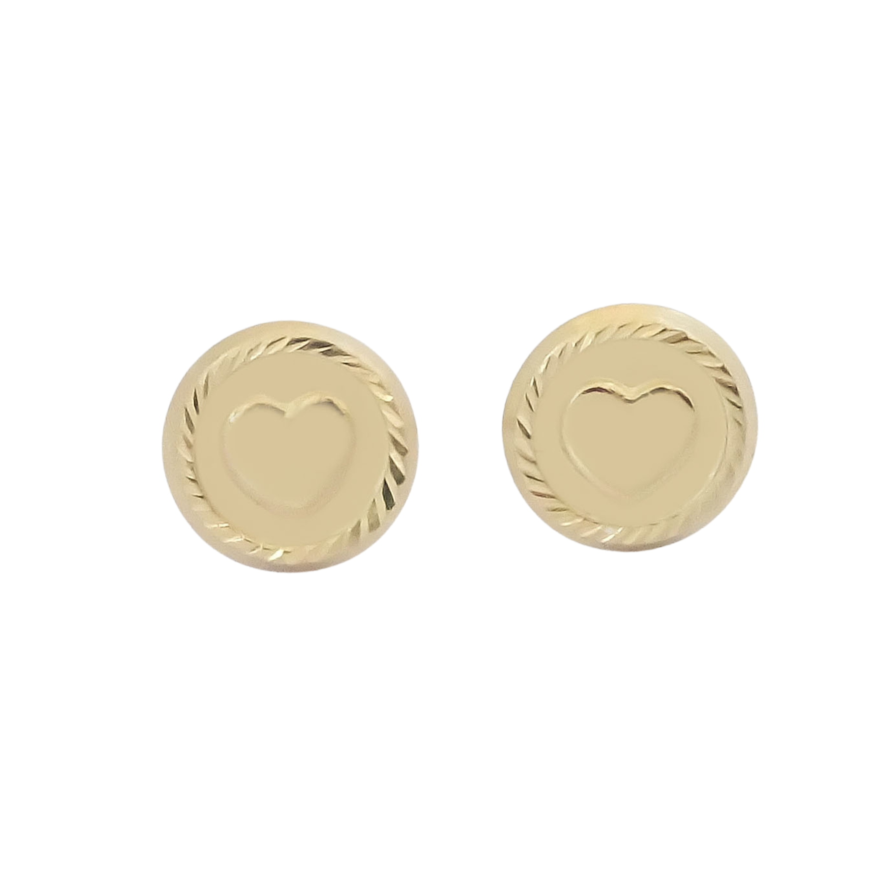 Amor Eterno - Broqueles / Botón Corazón / Aretes Oro 10k