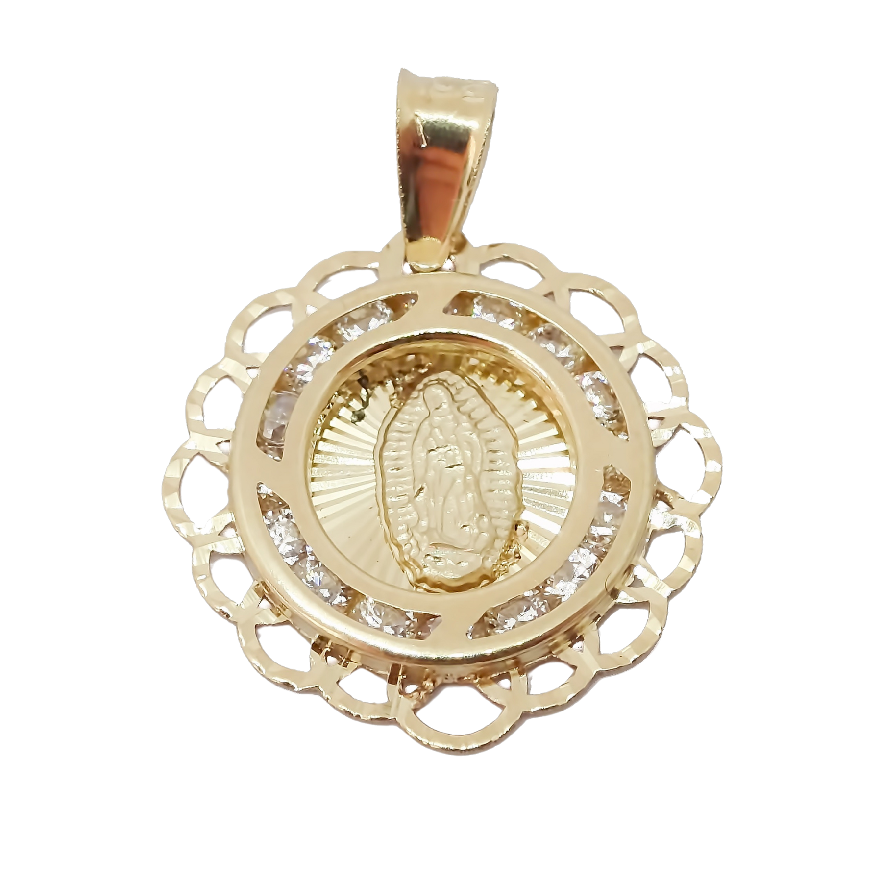 Amor Eterno - Medalla Virgen Flor Oro Sólido + Cadena Regalo