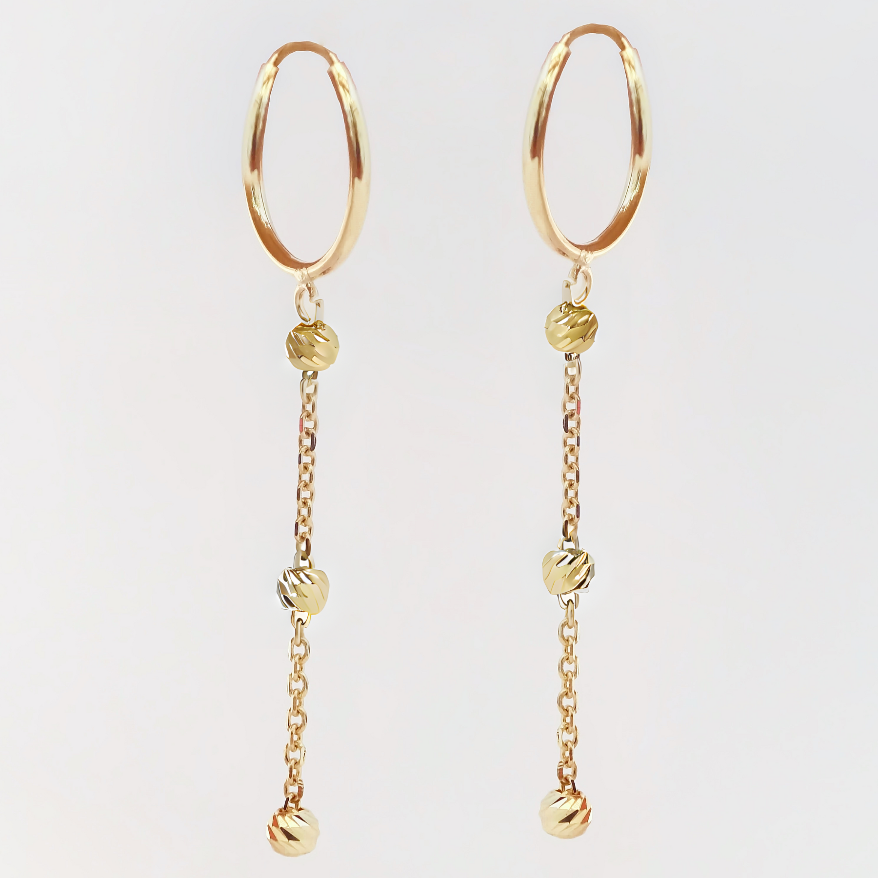 Amor Eterno - Arracadas Colgantes 3 Oros / Aretes 10k / Amarillo