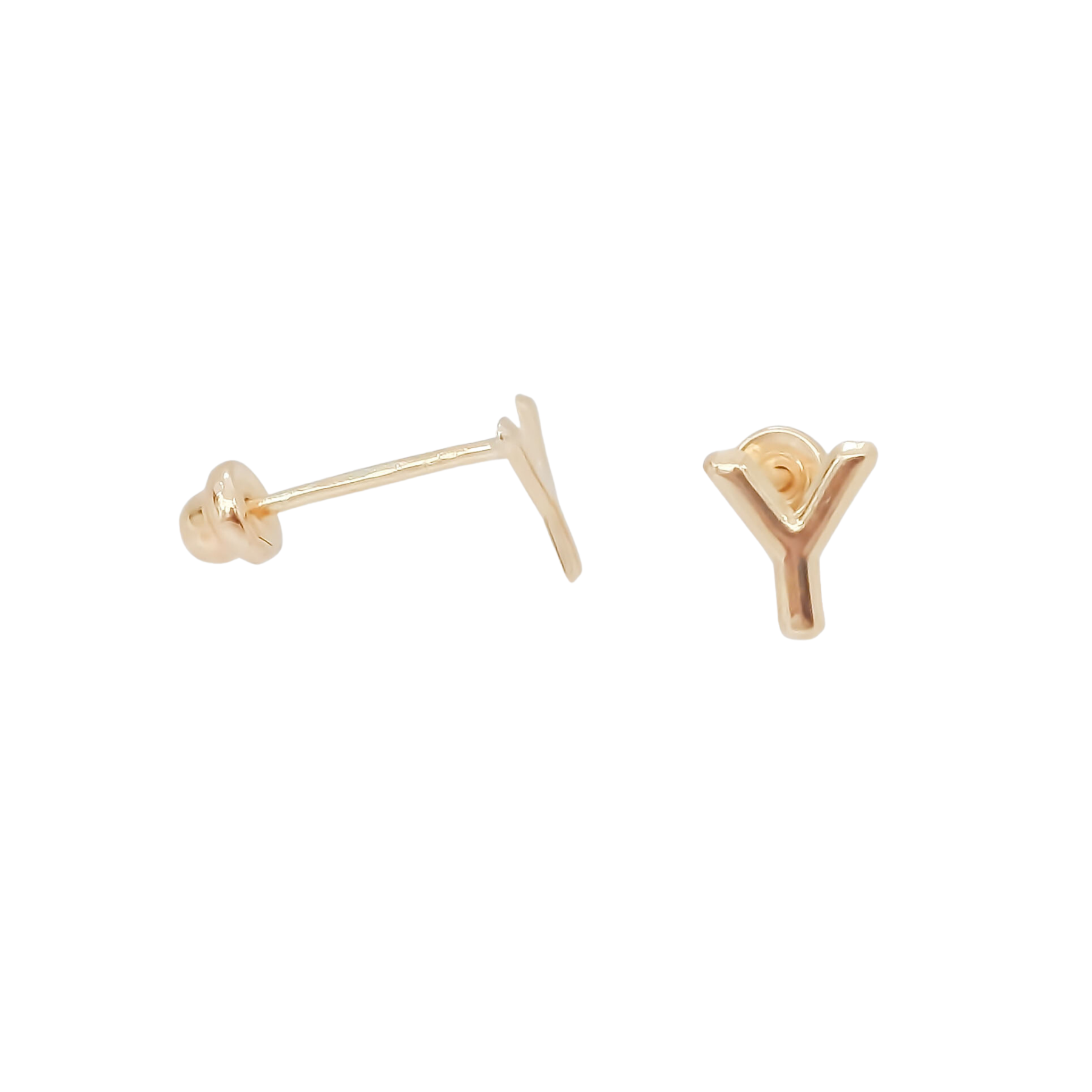 Amor Eterno - Broqueles Par Letra Inicial / Aretes / Oro 10k / Y