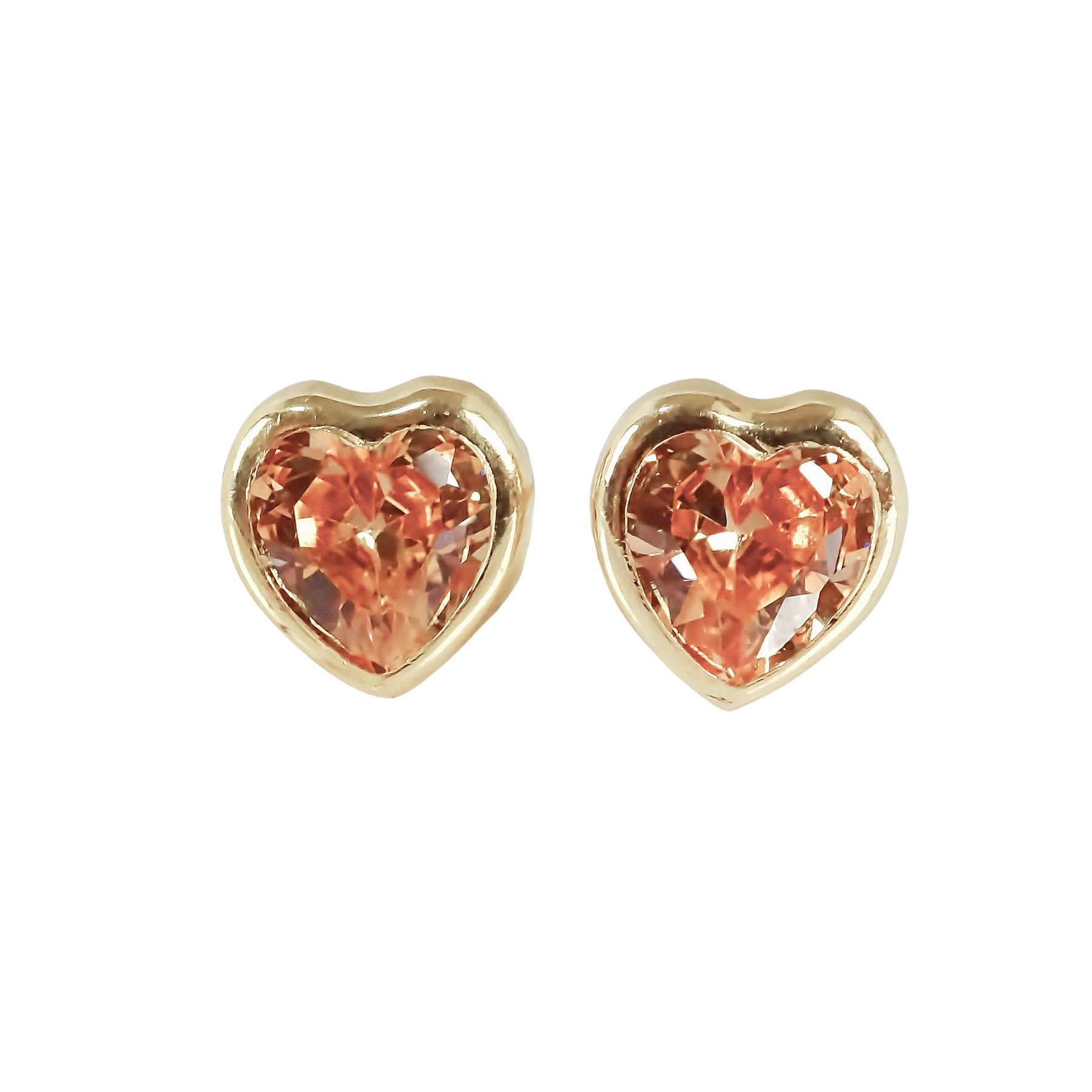 Amor Eterno - Broquel Corazón Bisel #5 / Aretes Oro 10k