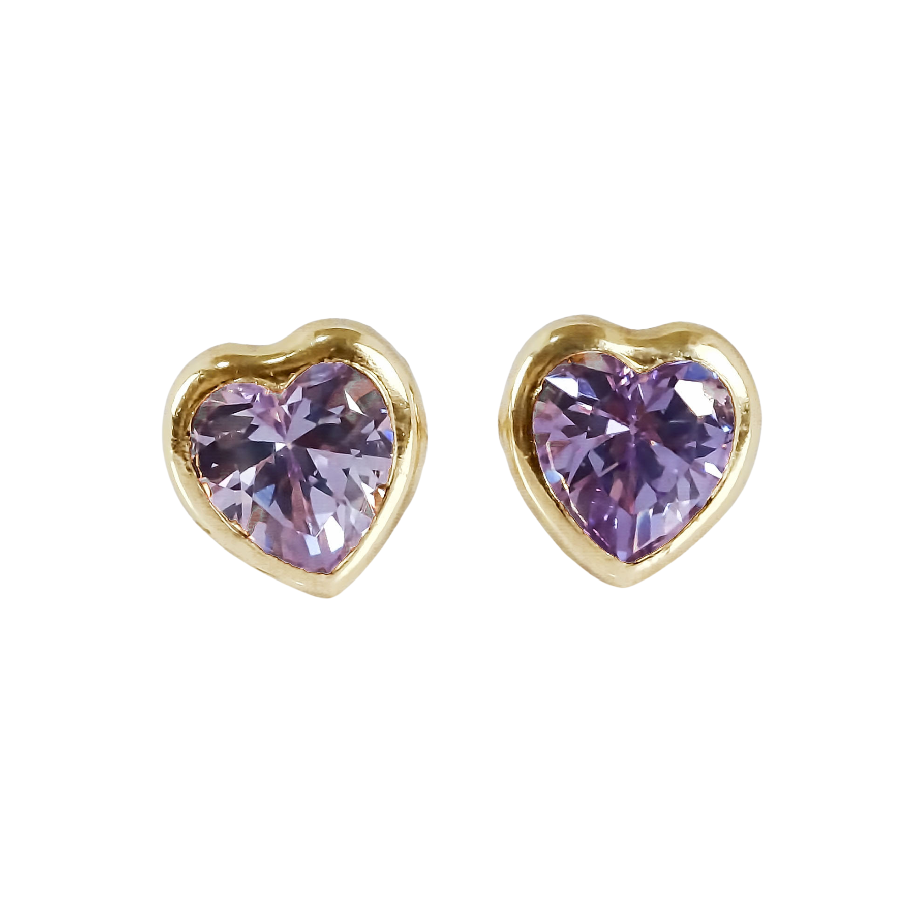 Amor Eterno - Broquel Corazón Bisel #5 / Aretes Oro 10k