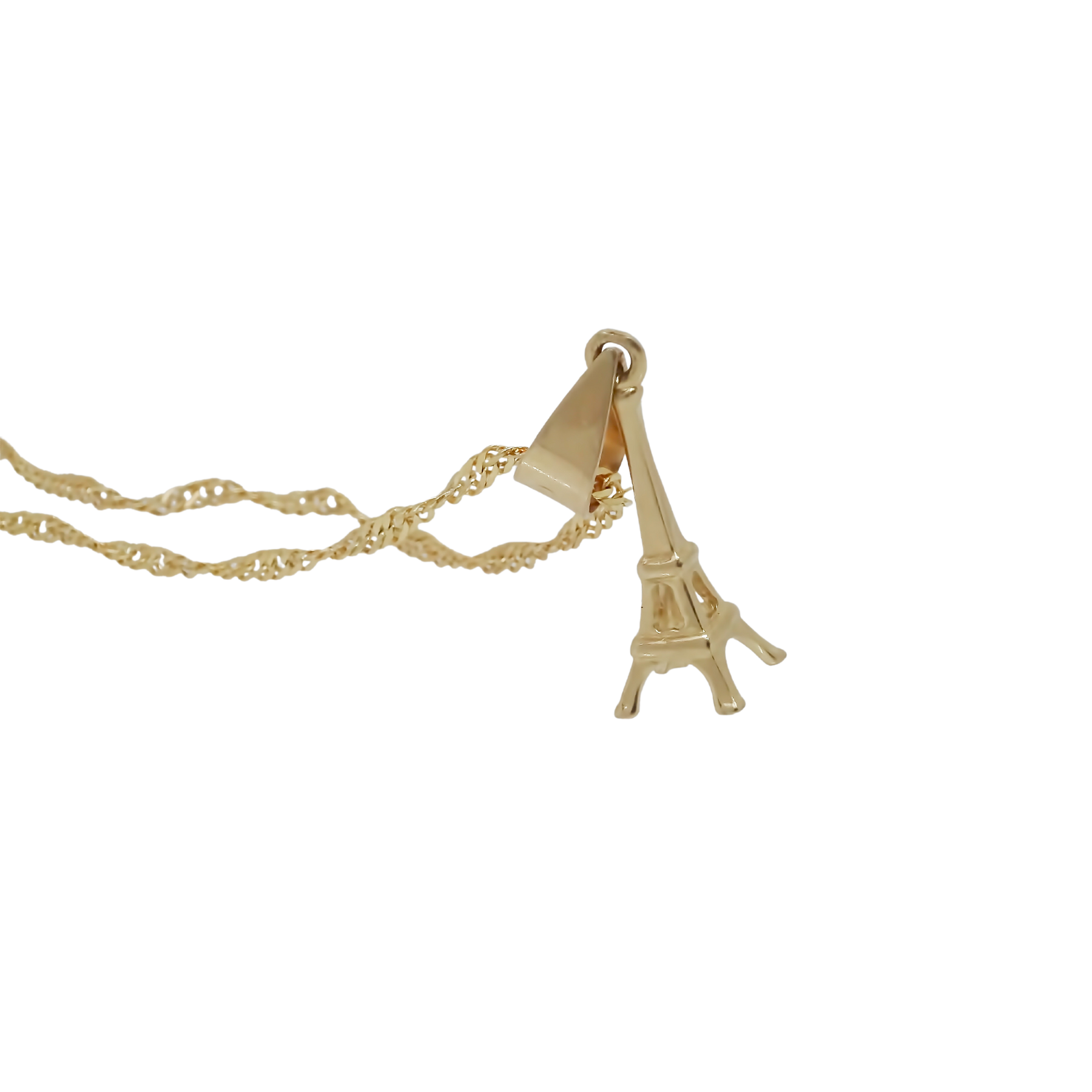 Amor Eterno - Dije De Torre Eiffel En Oro 10k Solido Amarillo + Cadena de Regalo