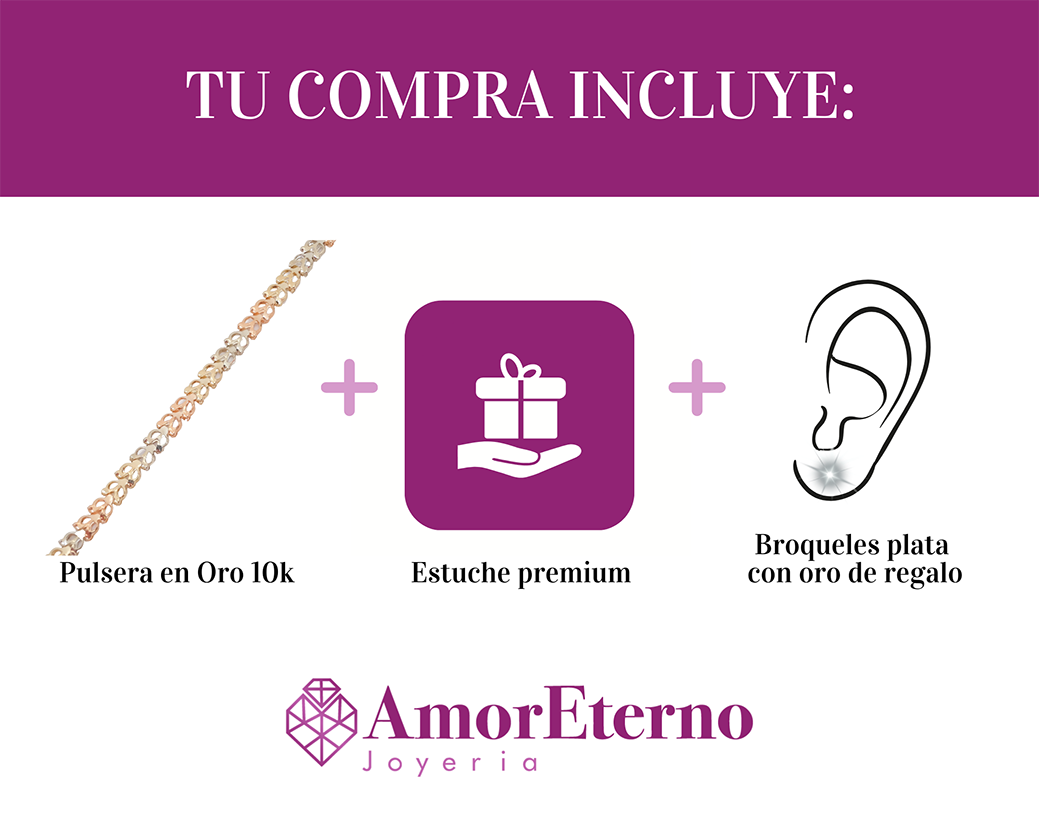 Amor Eterno - Pulsera Florentina 3 Oros / Oro 10k Sólido