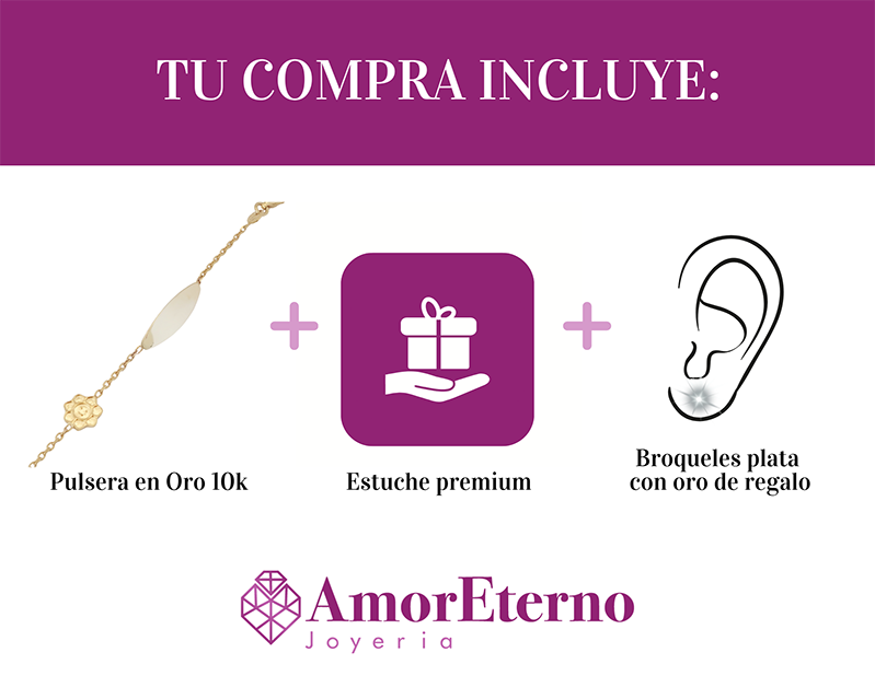Amor Eterno - Esclava Pulsera Niña / Infantil Oro 10k Sólido / Girasol