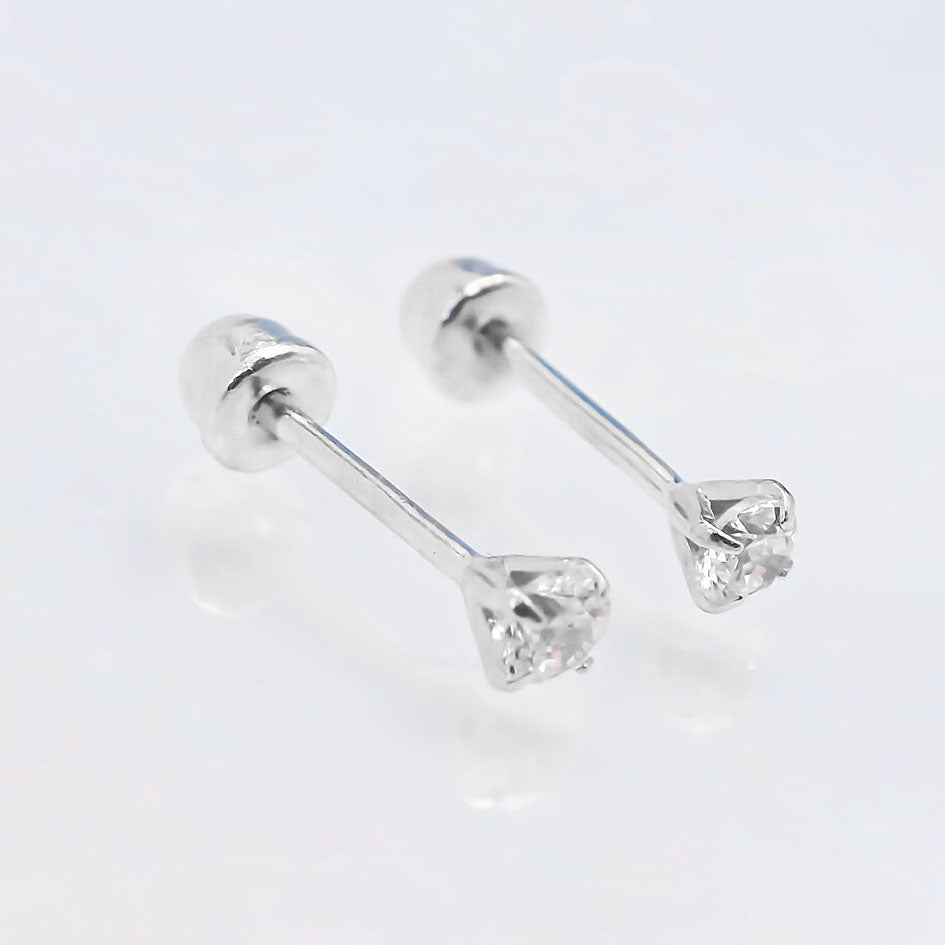 Amor Eterno - Broqueles Diamante Natural 0.06cts Oro 14k / Blanco