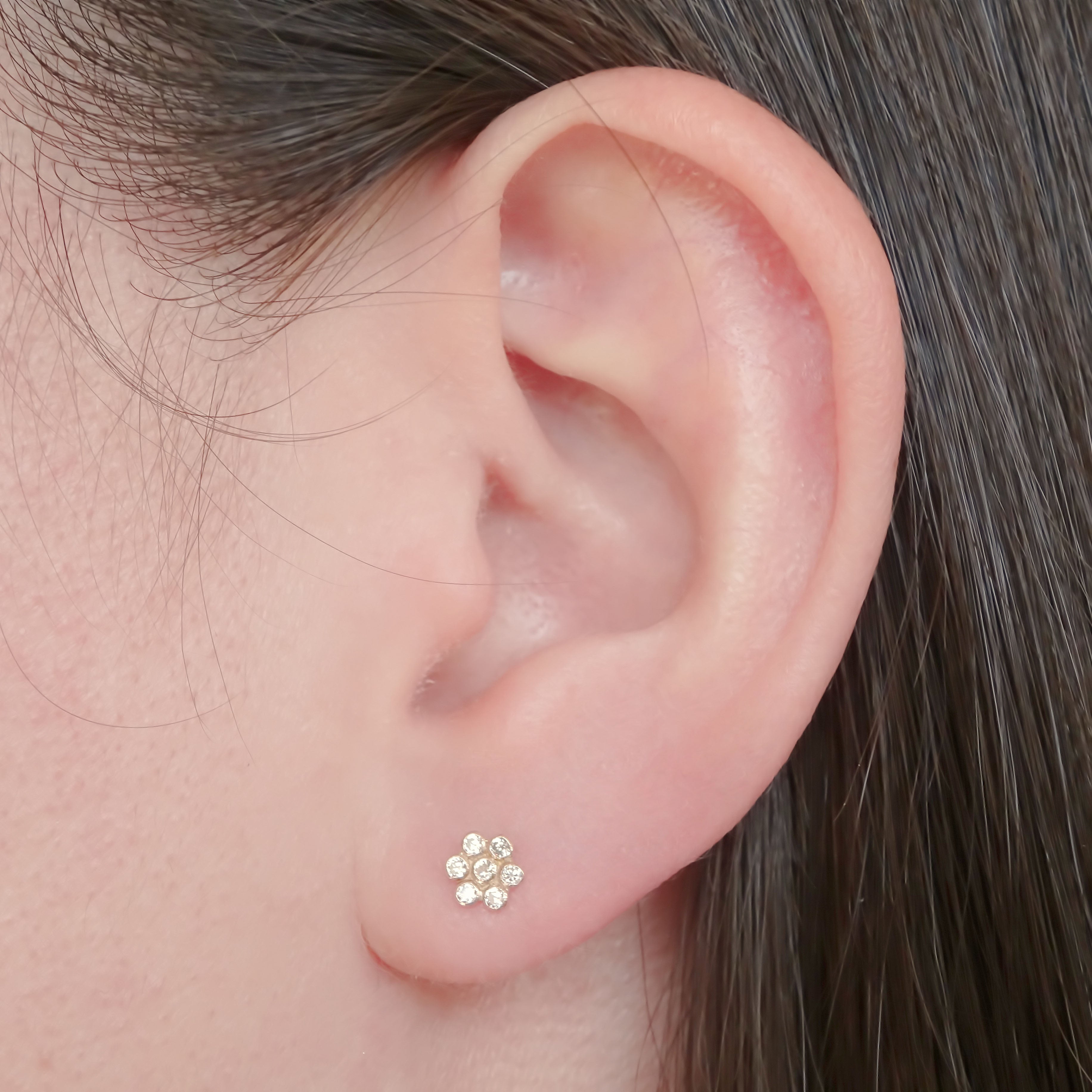 Amor Eterno - Broqueles Roseta / Aretes Oro 10k / Rosa