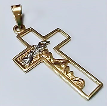 AmorEterno - Dije Cruz Con Rostro De Cristo En Oro 10k Solido